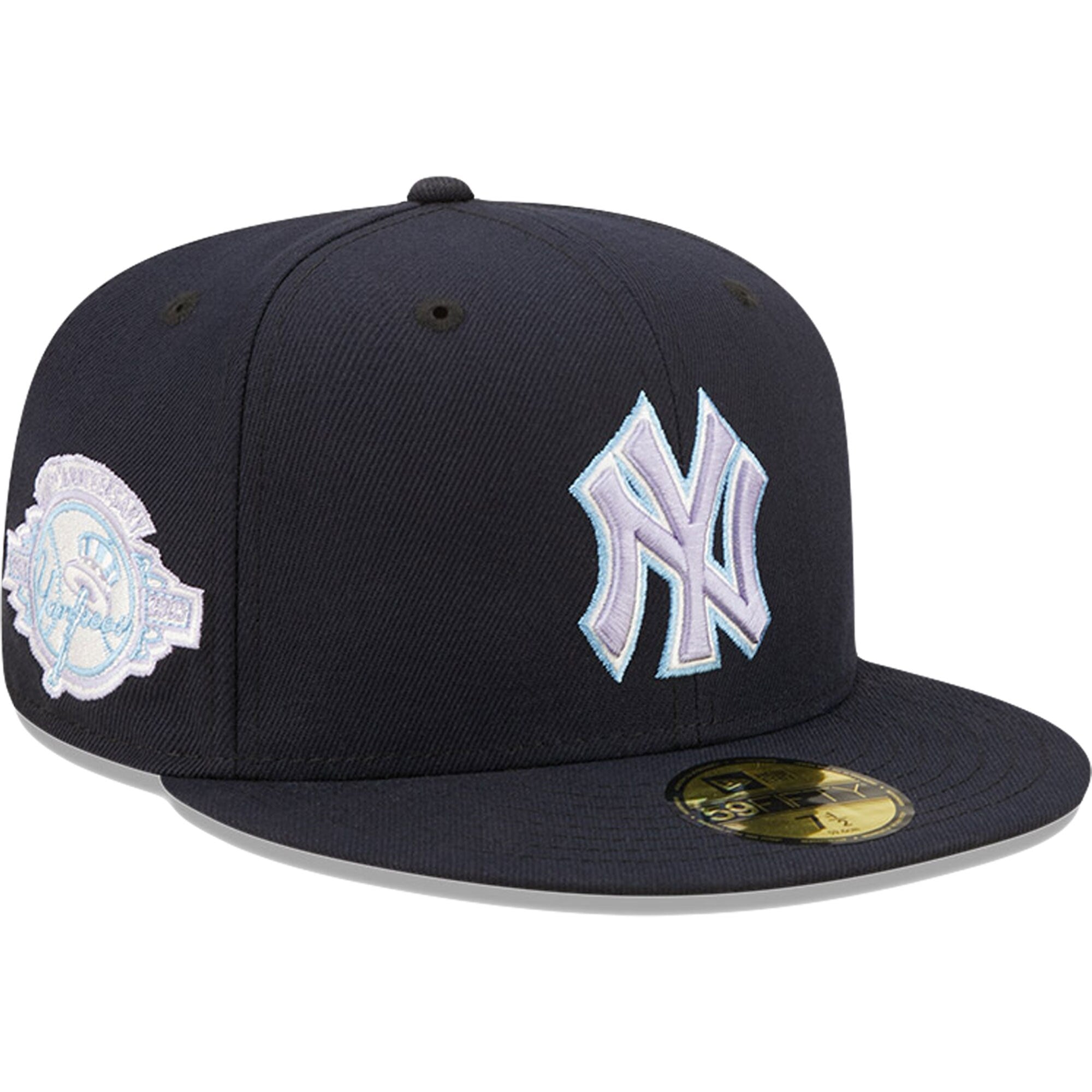 New York Yankees New Era 100th Anniversary Lavender Undervisor 59FIFTY Fitted Hat - Navy