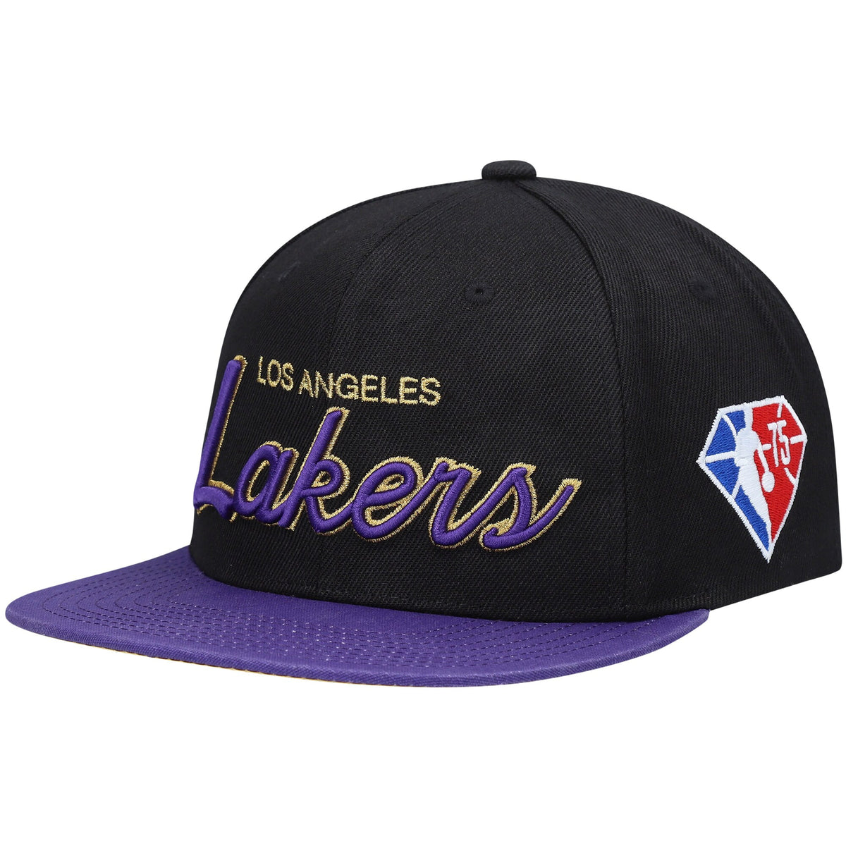 Los Angeles Lakers Mitchell & Ness NBA 75th Anniversary Snapback Hat - Black