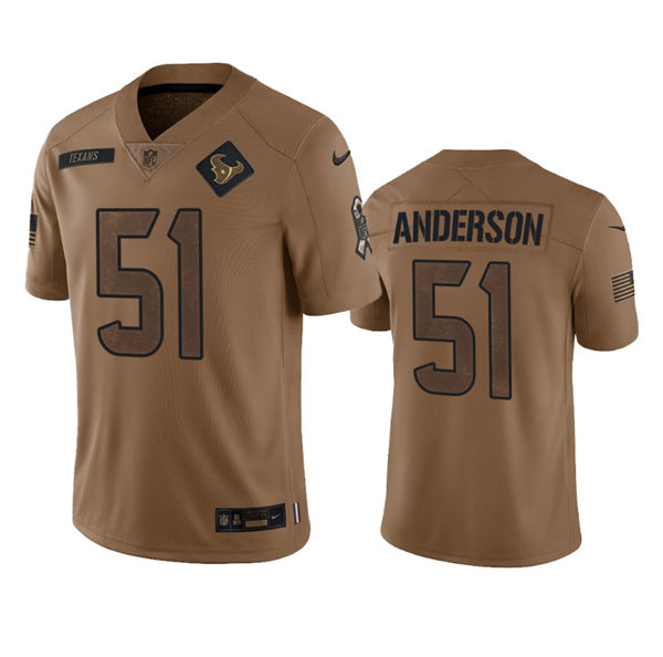 Men s Houston Texans Will Anderson Jr. 2023 Brown Salute To Service Limited Stitched Jersey