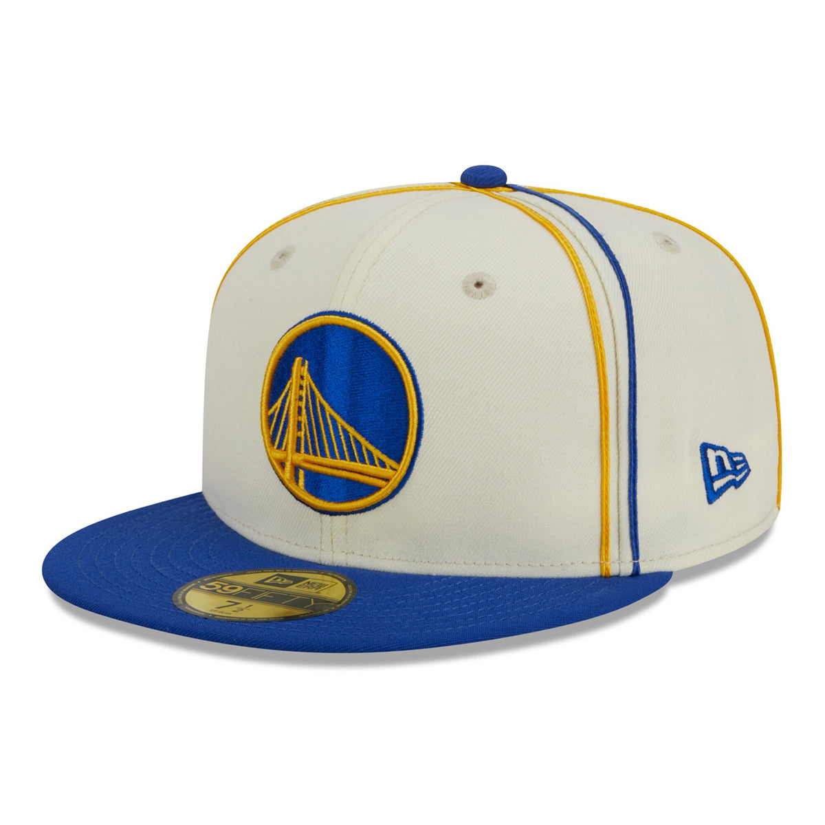 Golden State Warriors New Era Piping 2-Tone 59FIFTY Fitted Hat - Cream/Royal