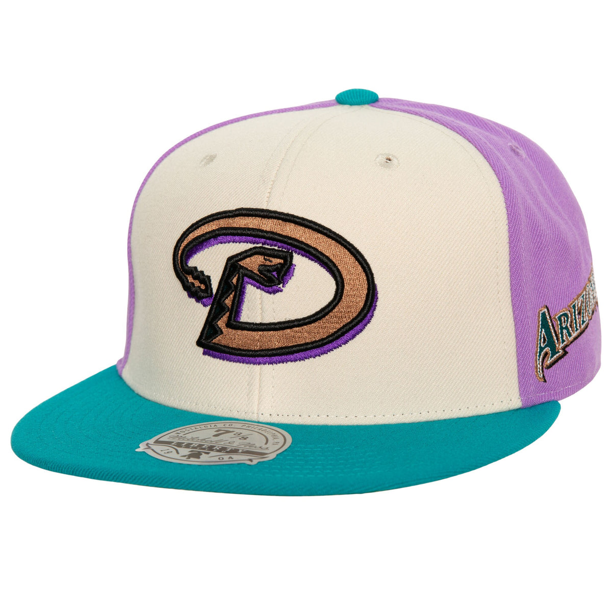 Arizona Diamondbacks Mitchell & Ness 1998 Inaugural Season Homefield Fitted Hat - Cream/Aqua
