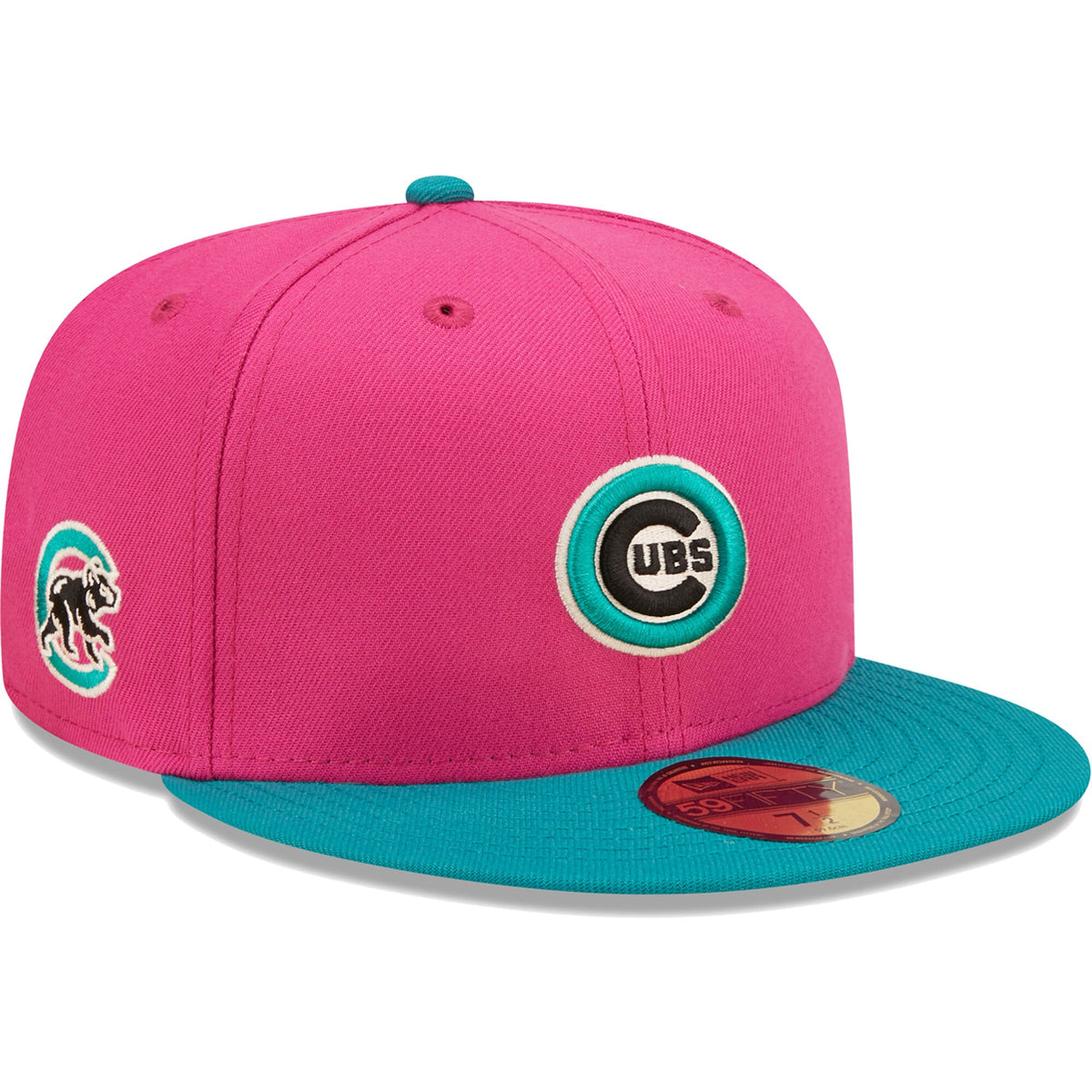 Chicago Cubs New Era Cooperstown Collection Passion Forest 59FIFTY Fitted Hat - Pink/Green