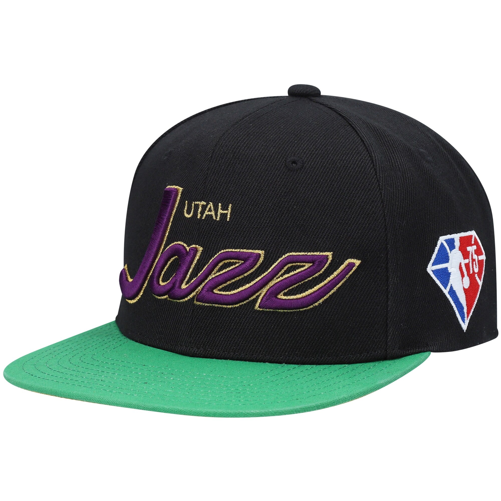 Utah Jazz Mitchell & Ness NBA 75th Anniversary Snapback Hat - Black
