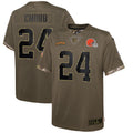 Nick Chubb Cleveland Browns Nike Youth 2022 Salute To Service Player Limited Jersey   Olive