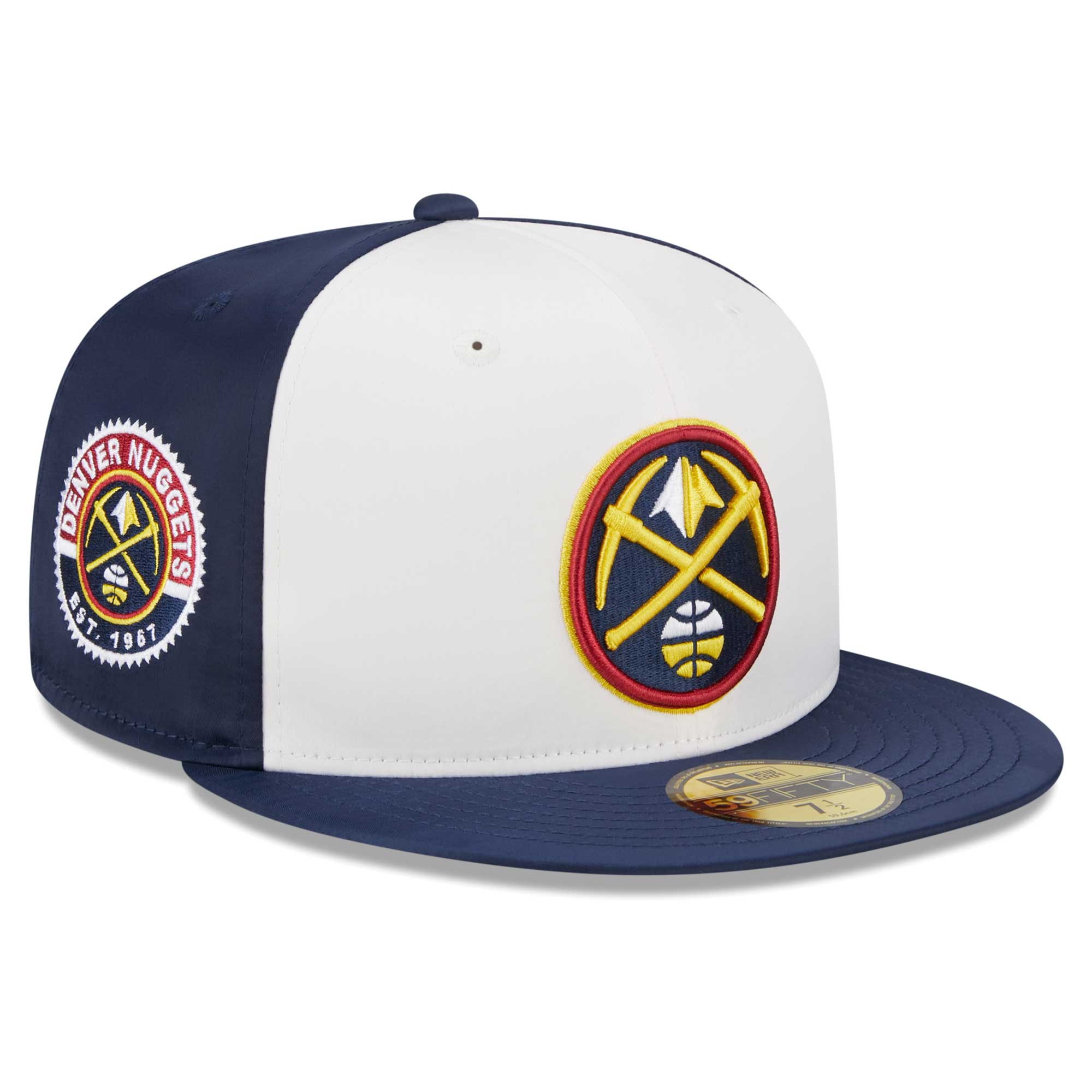 Denver Nuggets New Era Throwback Satin 59FIFTY Fitted Hat - White