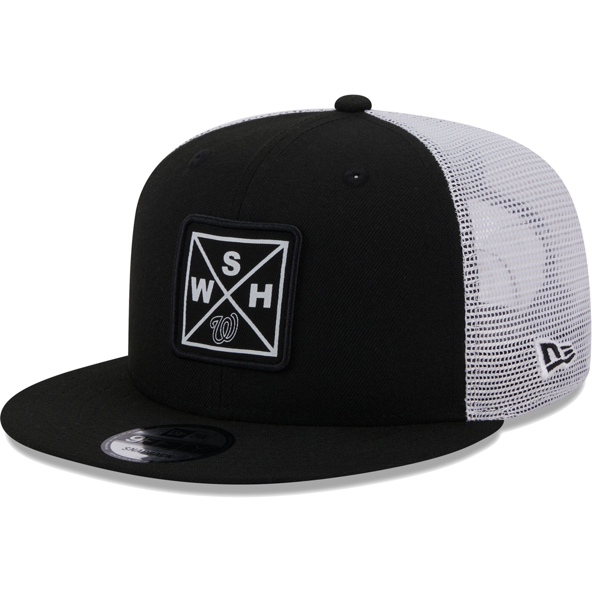Washington Nationals New Era Vert Squared Trucker 9FIFTY Snapback Hat - Black