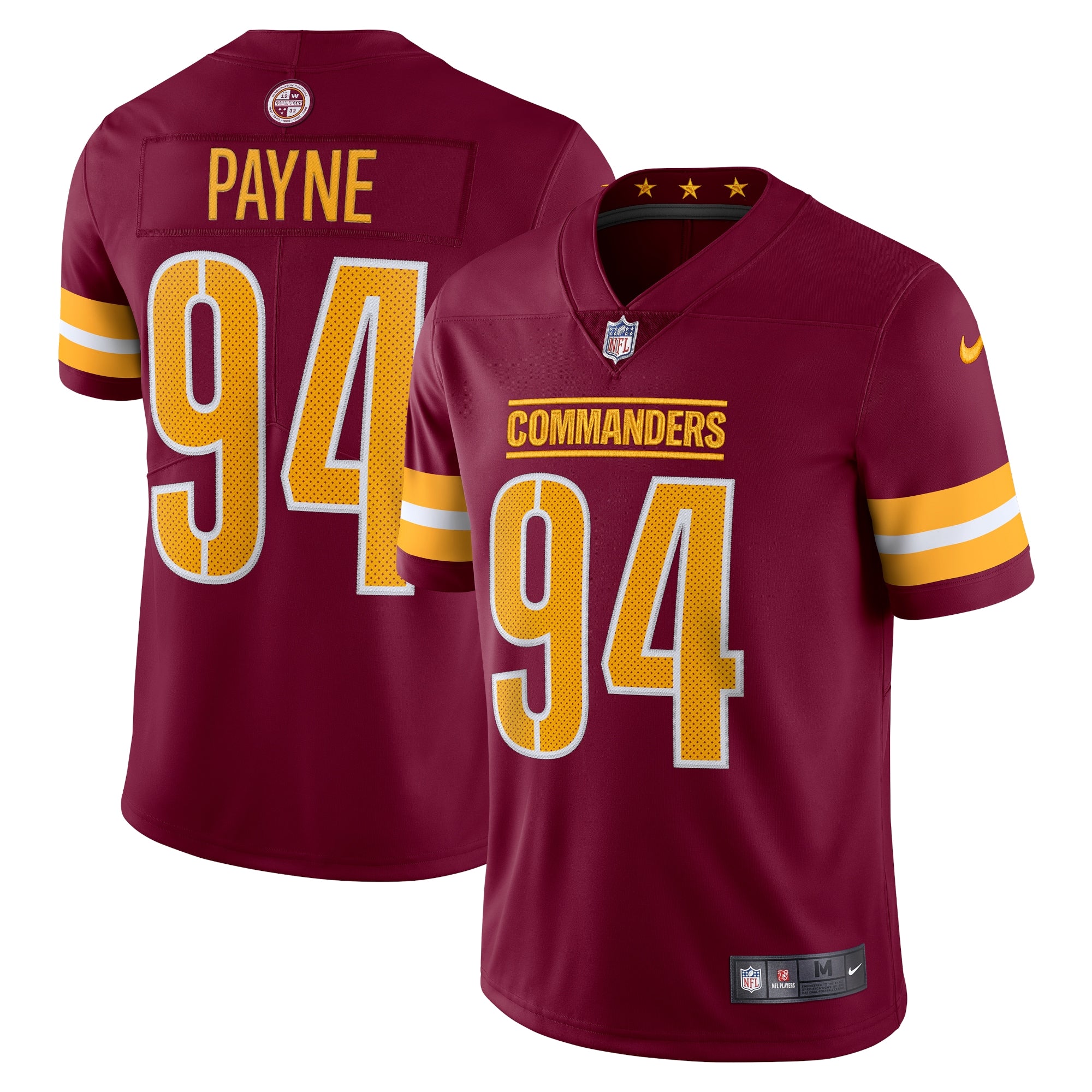 Da Ron Payne Washington Commanders Nike Vapor Limited Jersey   Burgundy