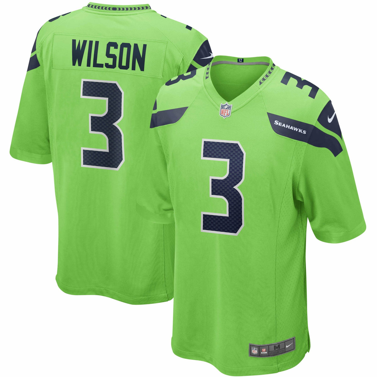 Men s Nike Russell Wilson Neon Green Seattle Seahawks Alternate Game Jersey