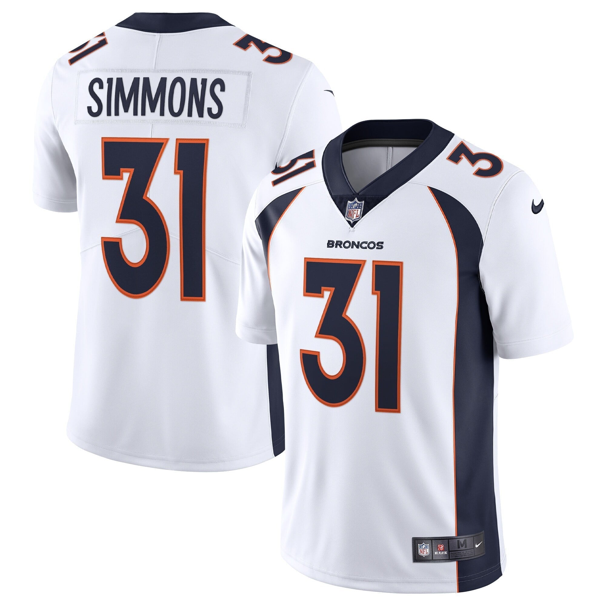 Men s Nike Justin Simmons White Denver Broncos Vapor Limited Jersey