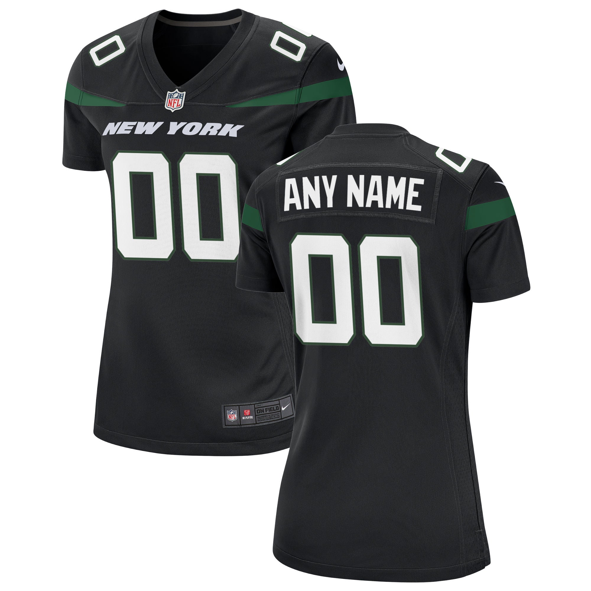 New York Jets Nike Women s Alternate Custom Game Jersey   Stealth Black