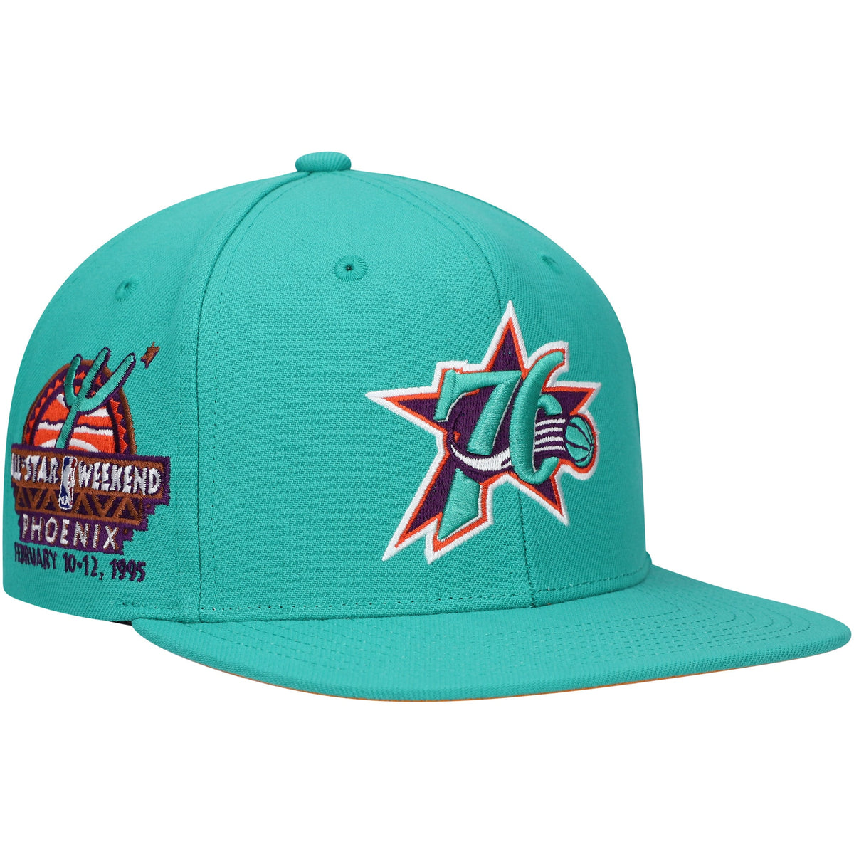 Philadelphia 76ers Mitchell & Ness Hardwood Classics 1995 NBA All-Star Weekend Desert Snapback Hat - Turquoise