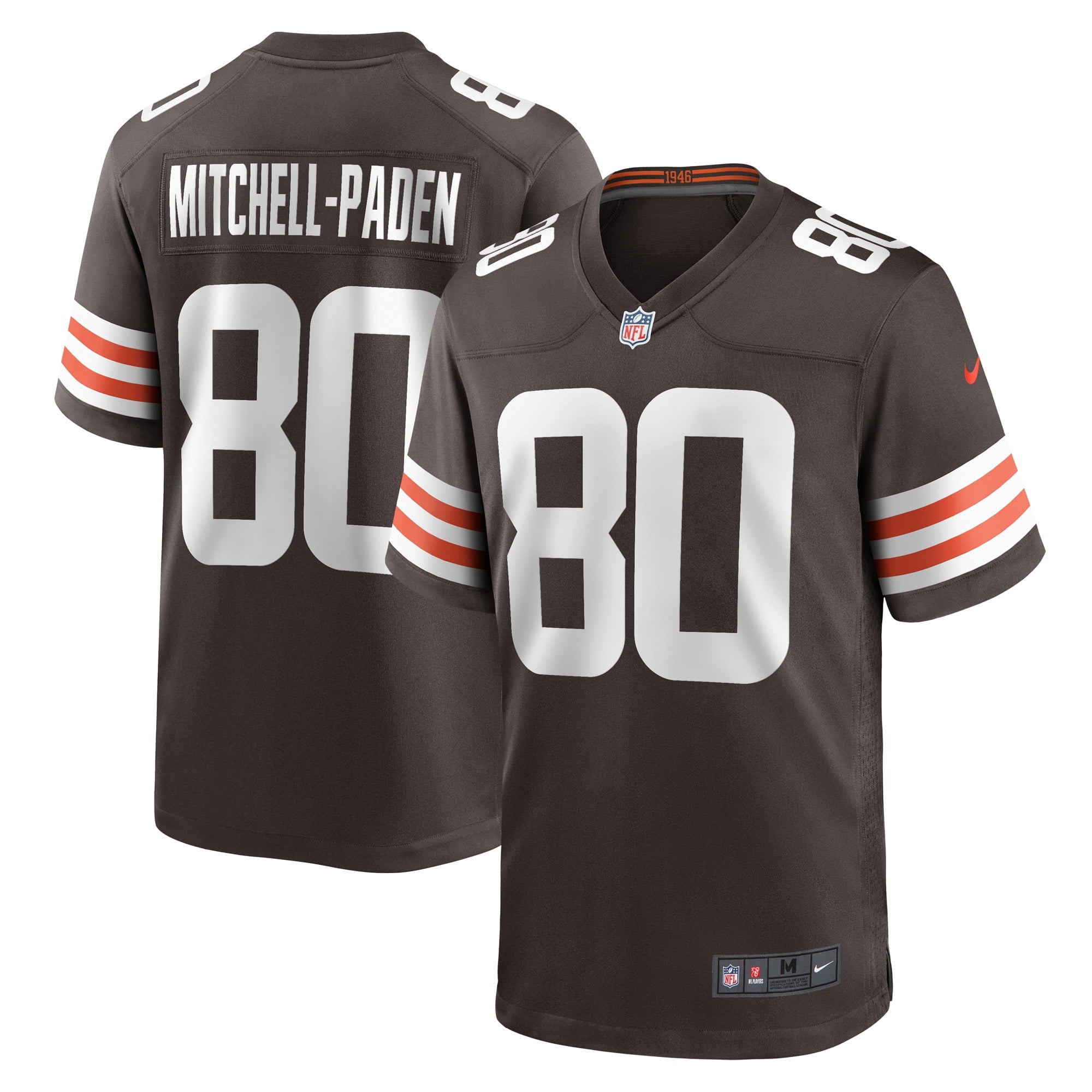Men s Nike Zaire Mitchell-Paden Brown Cleveland Browns Game Player Jersey