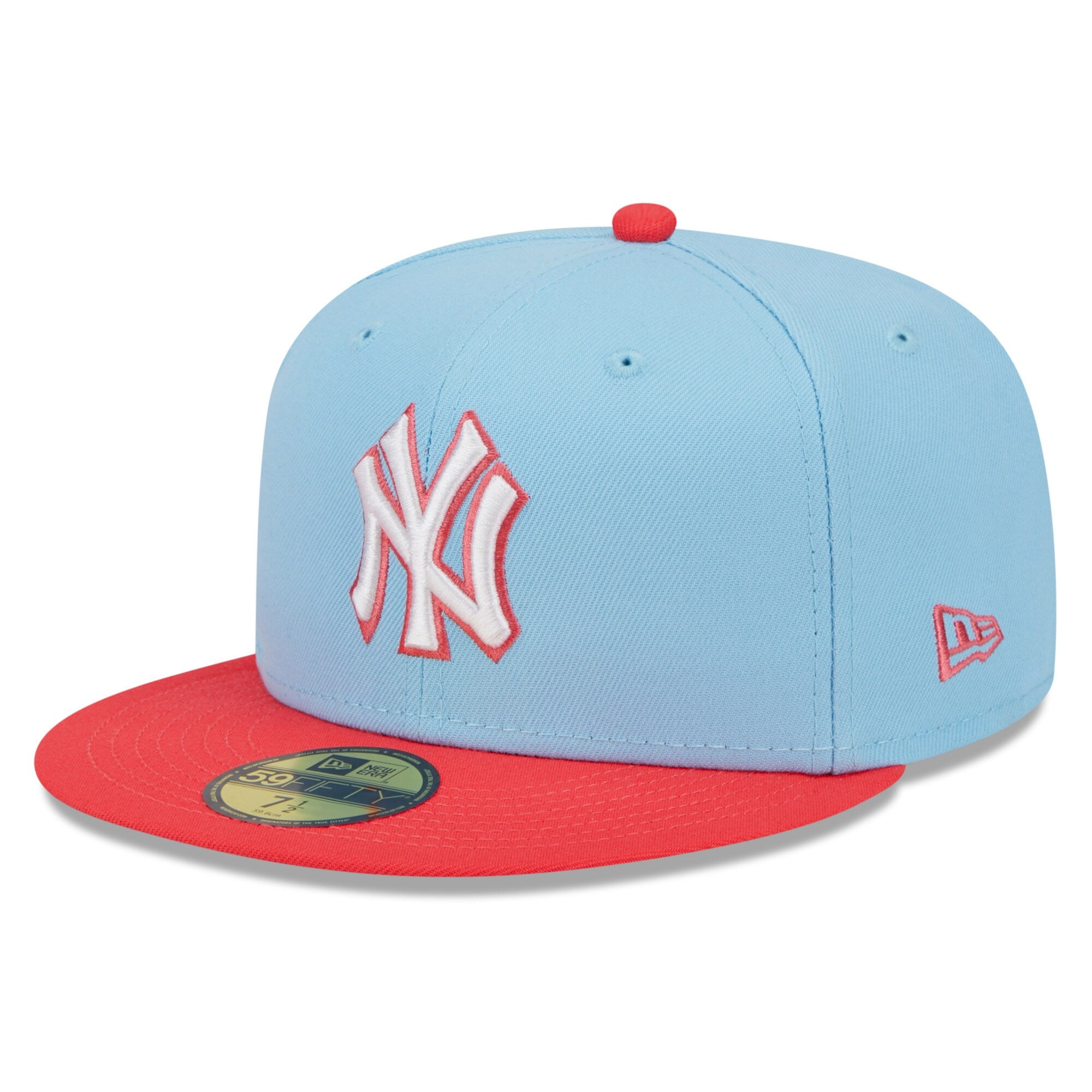 New York Yankees New Era Spring Color Two-Tone 59FIFTY Fitted Hat - Light Blue/Red