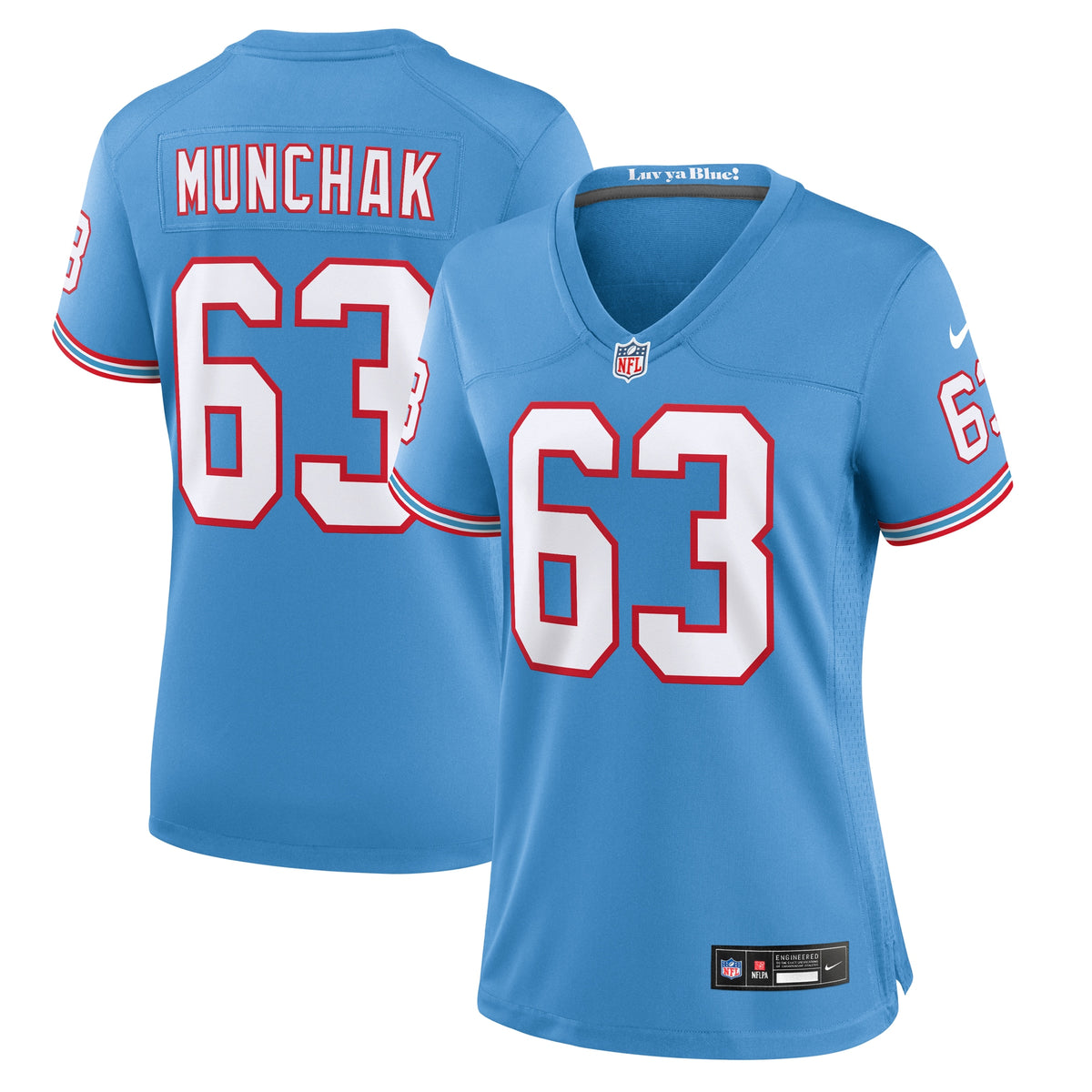 Mike Munchak Tennessee Titans Nike Women s Oilers Throwback Retired Player Game Jersey   Light Blue