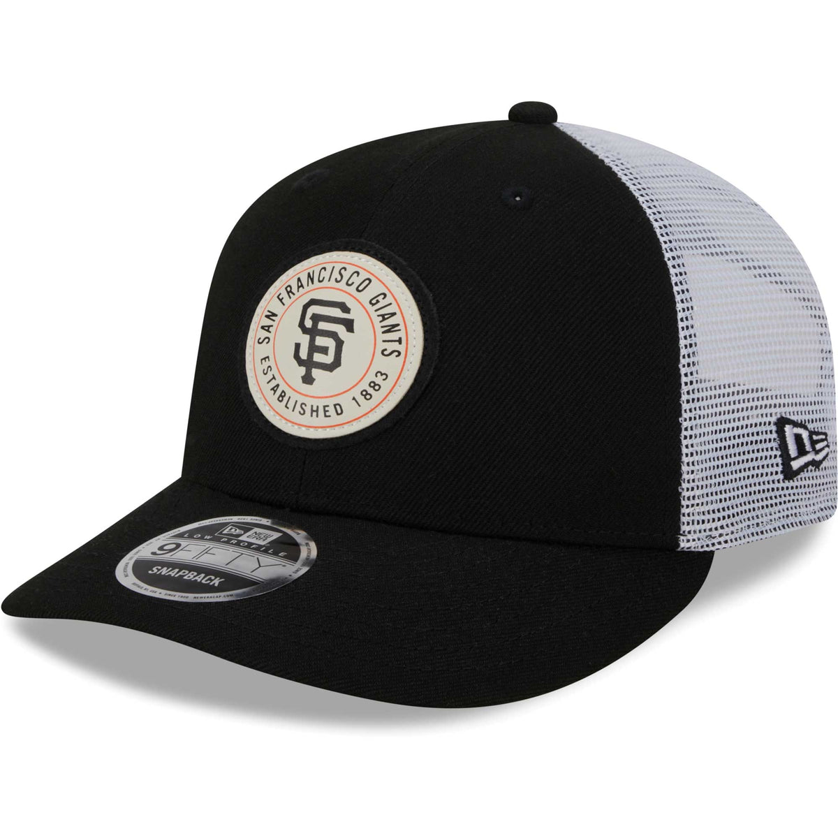 San Francisco Giants New Era Circle Trucker Low Profile 9FIFTY Snapback Hat - Black
