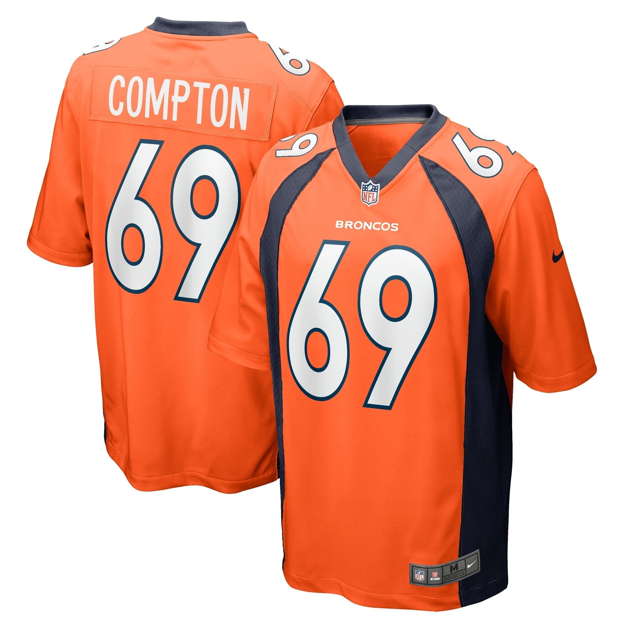 Men s Nike Tom Compton Orange Denver Broncos Game Player Jersey
