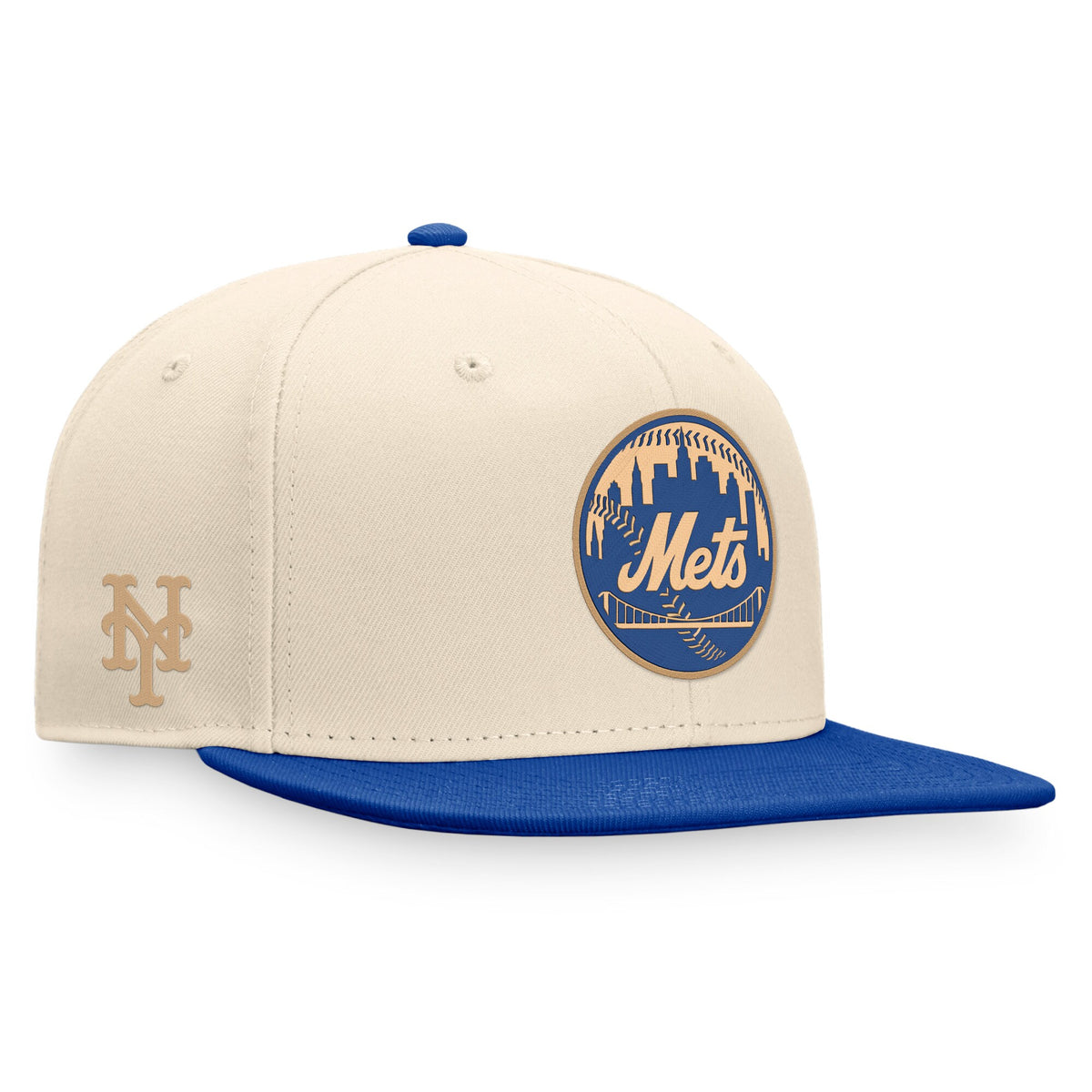 New York Mets Fanatics Branded Fitted Hat - Natural/Royal