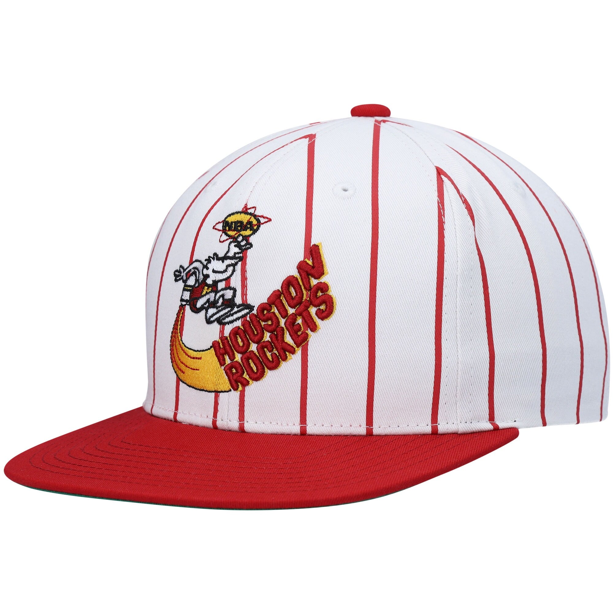 Houston Rockets Mitchell & Ness Hardwood Classics Pinstripe Snapback Hat - White