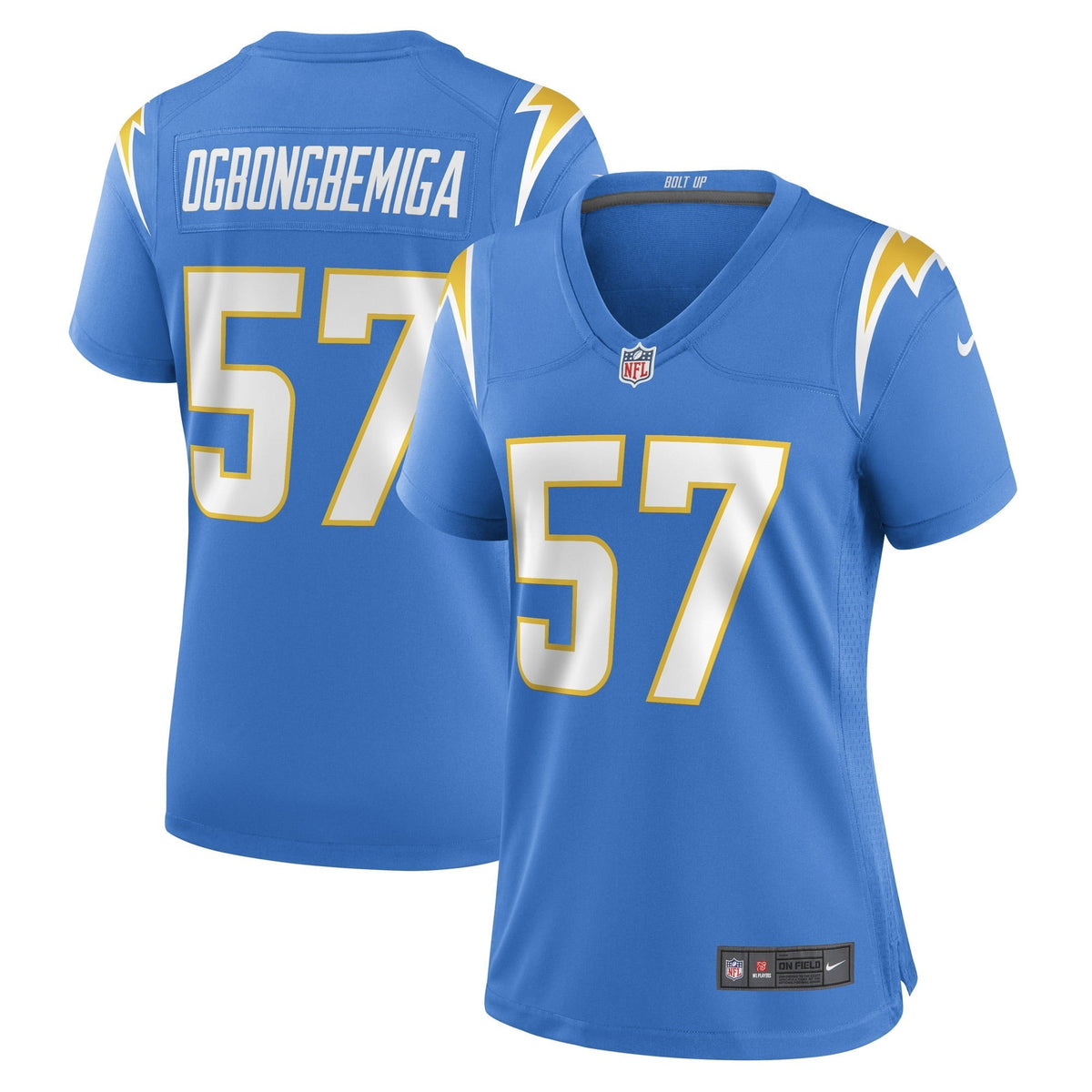 Women s Nike Amen Ogbongbemiga Powder Blue Los Angeles Chargers Game Player Jersey