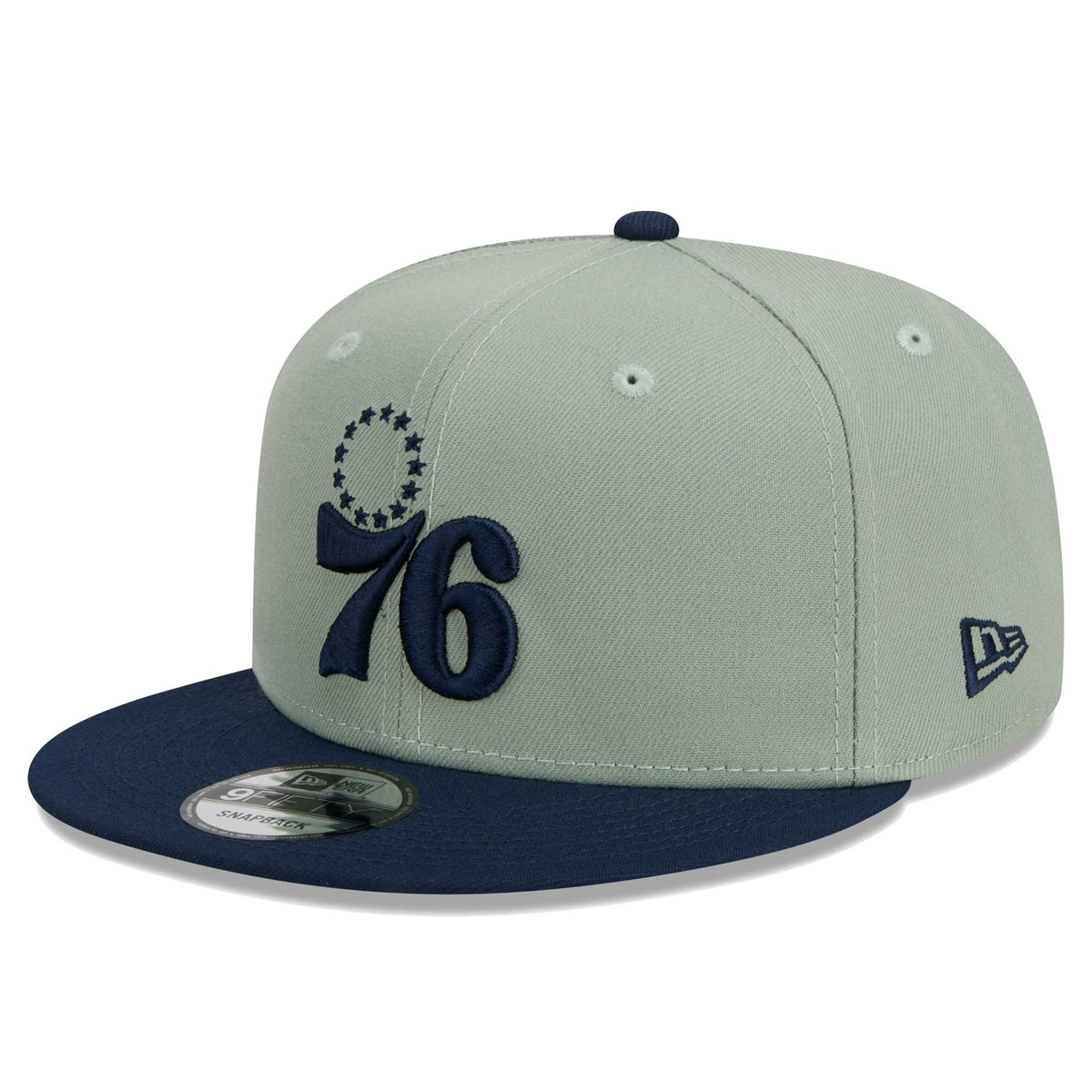 Philadelphia 76ers New Era Two-Tone Color Pack 9FIFTY Snapback Hat - Sage/Navy