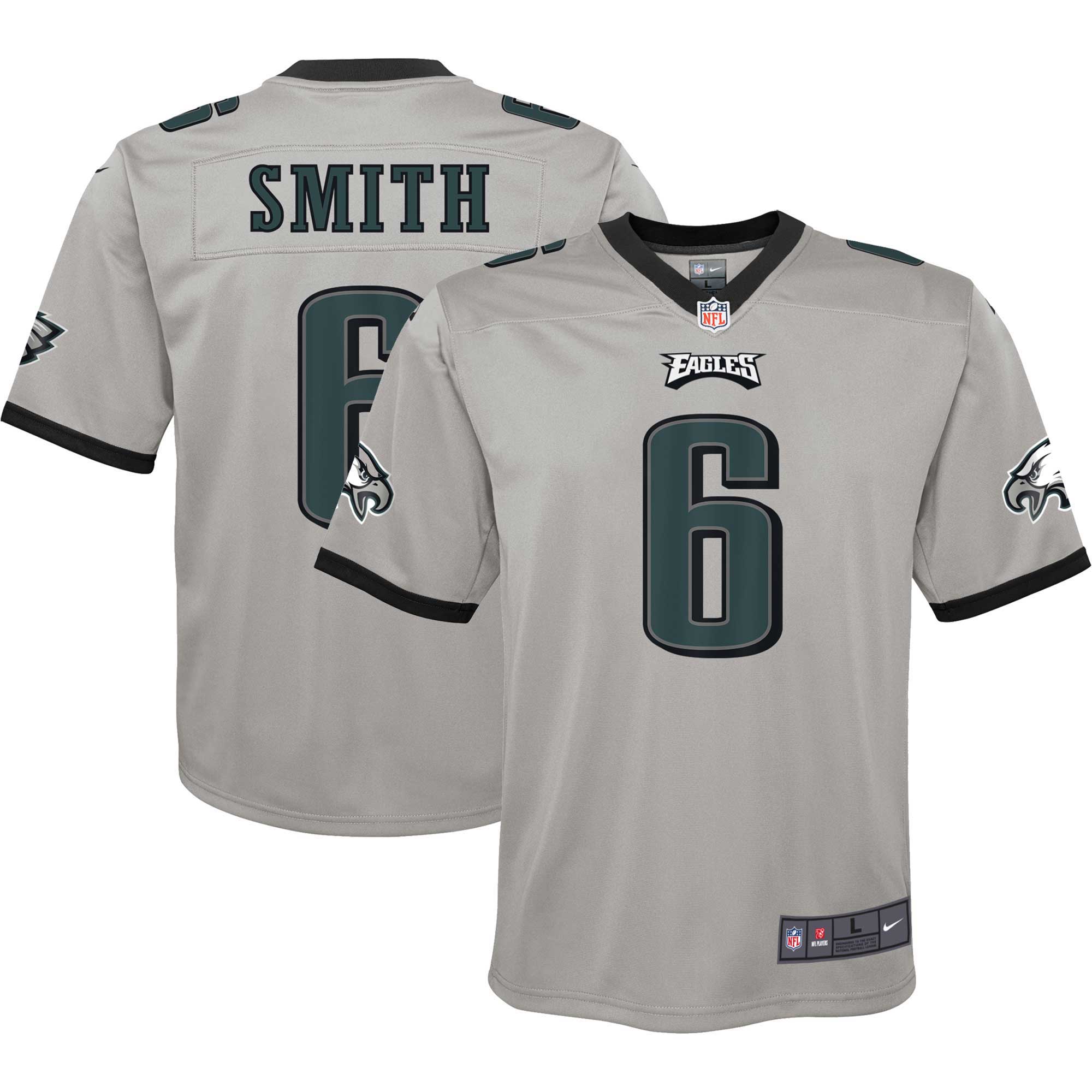DeVonta Smith Philadelphia Eagles Nike Youth Inverted Game Jersey   Silver