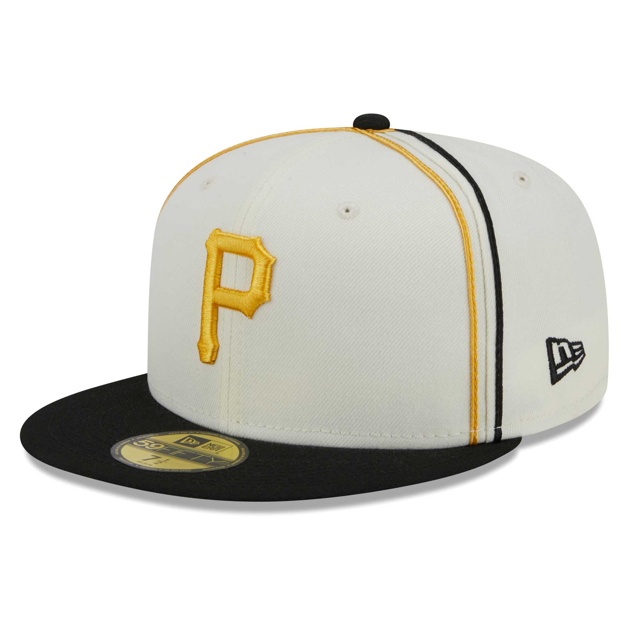 Pittsburgh Pirates New Era Chrome Sutash 59FIFTY Fitted Hat - Cream/Black