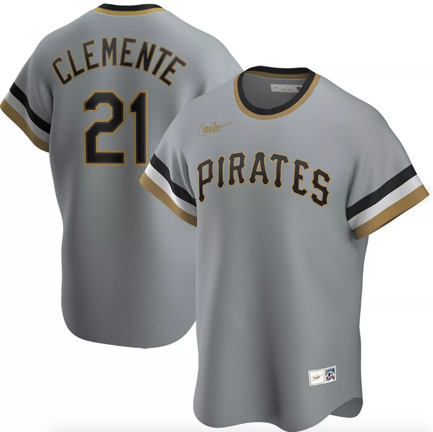 Men's Pittsburgh Pirates Roberto Clemente Road Gray Replica Jersey