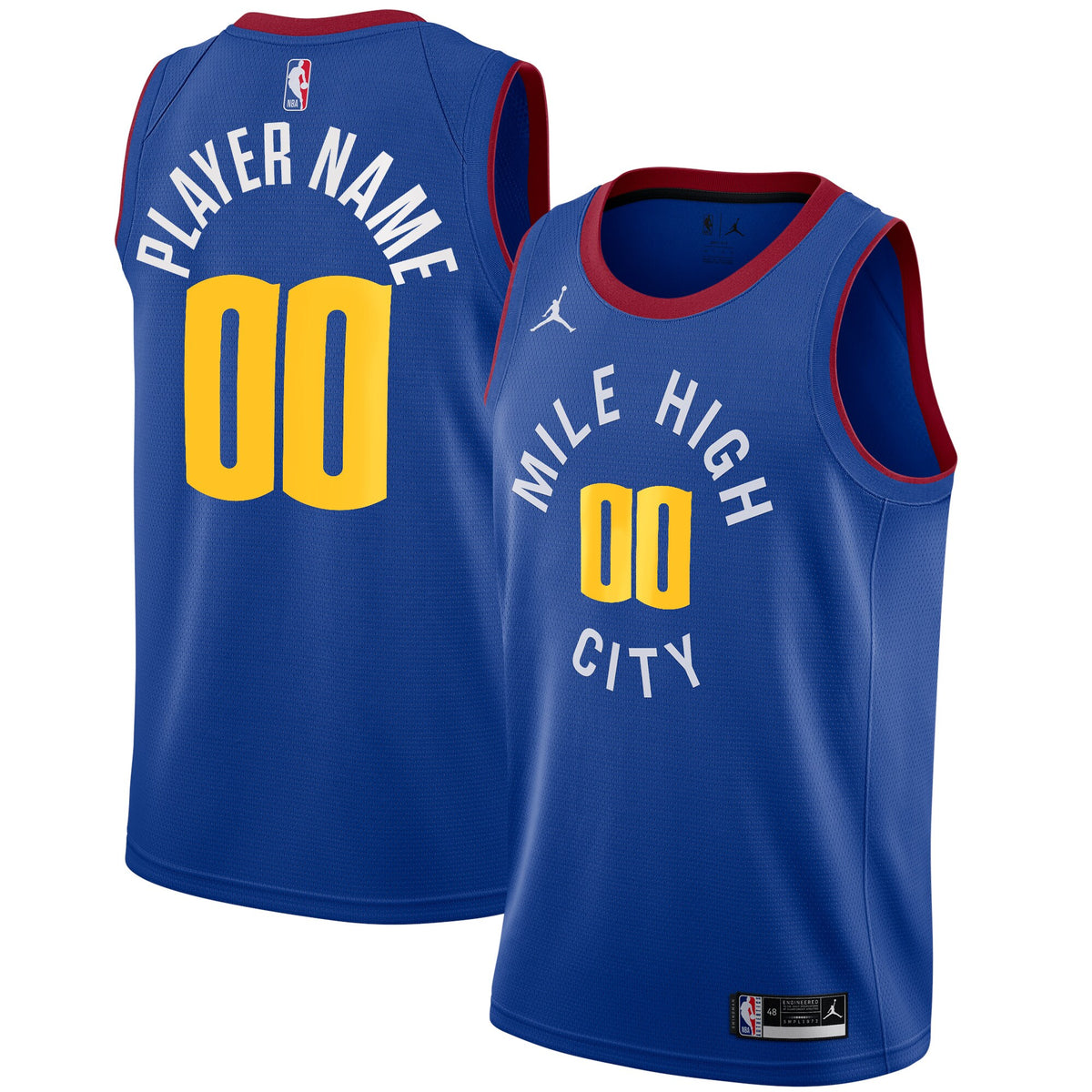 Denver Nuggets Jordans Brand Swingman Custom Jersey - Statement Edition - Blue