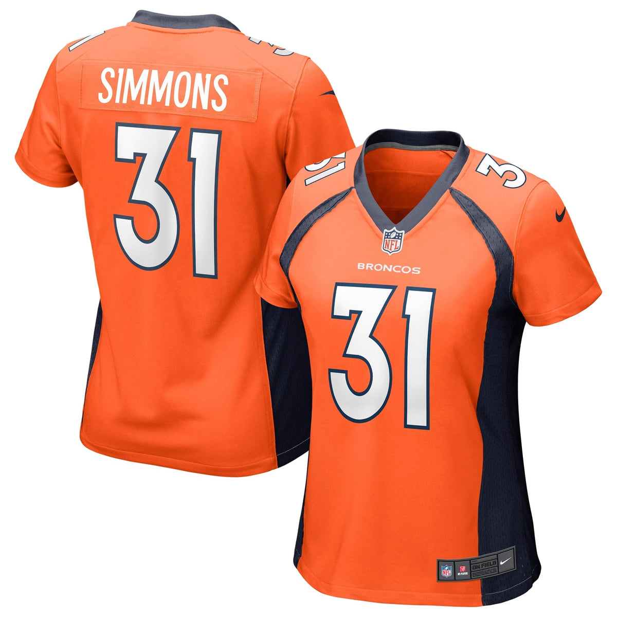 Women s Nike Justin Simmons Orange Denver Broncos Game Jersey