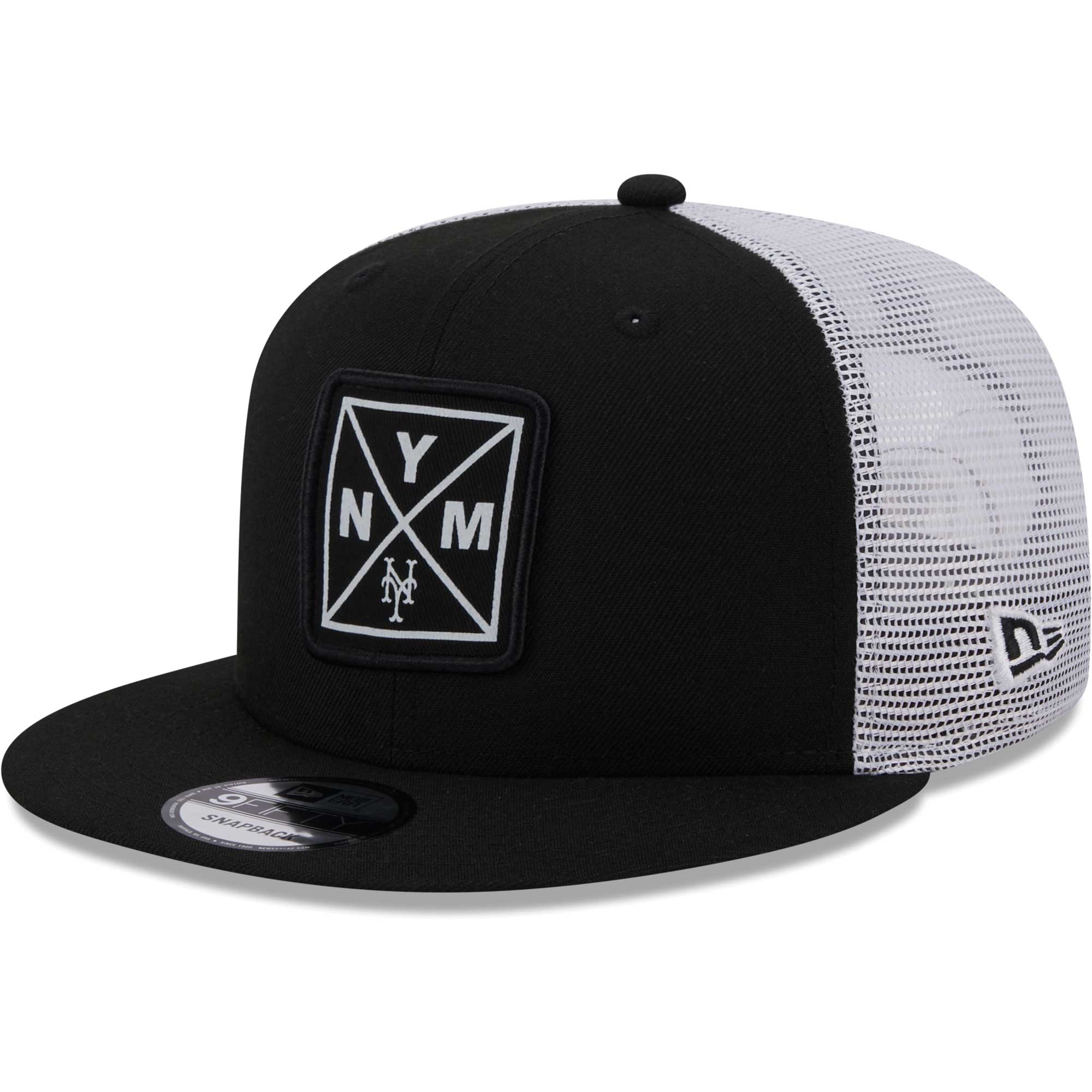 New York Mets New Era Vert Squared Trucker 9FIFTY Snapback Hat - Black