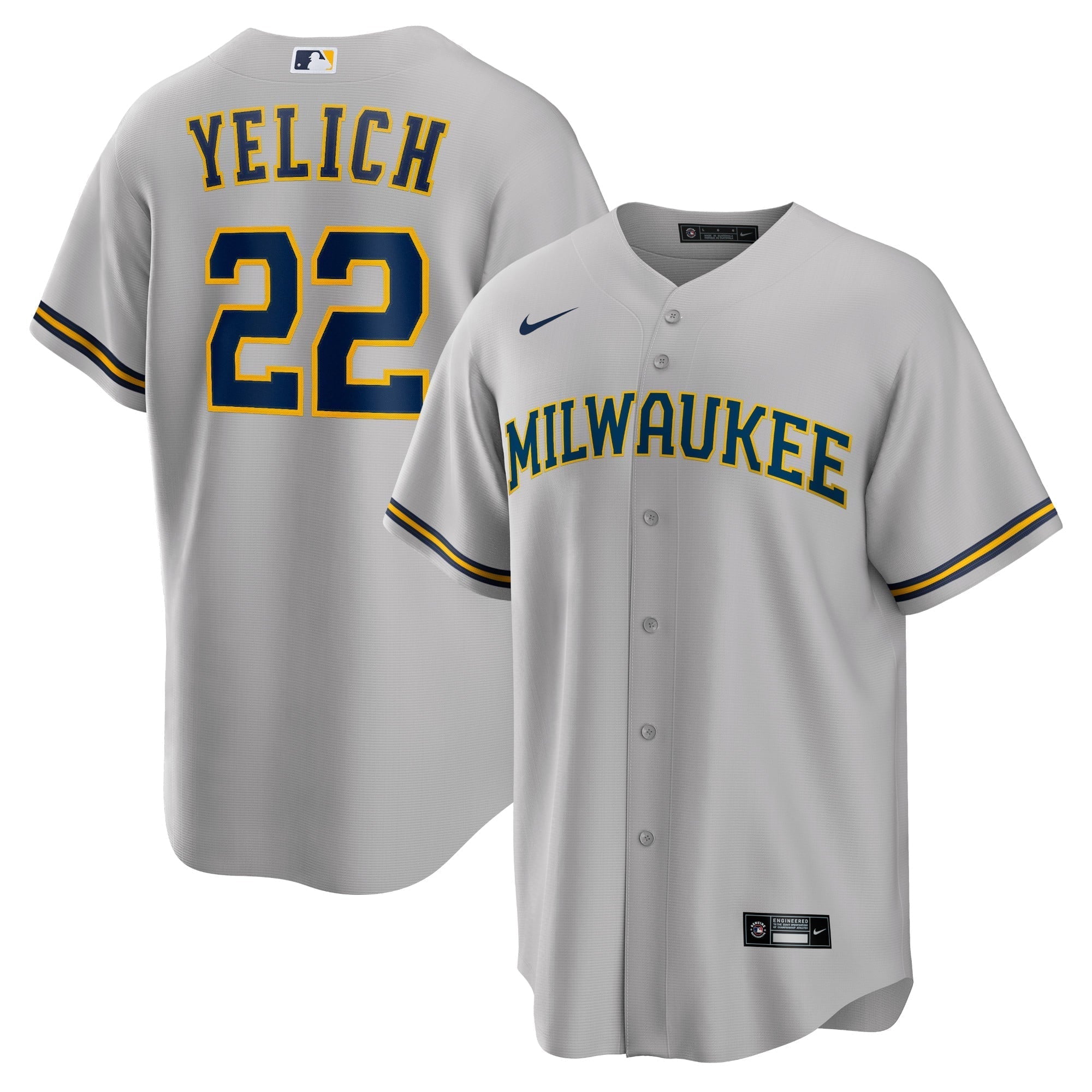 Men's Nike Christian Yelich Gray Milwaukee Brewers Alternate Replica Player Jersey