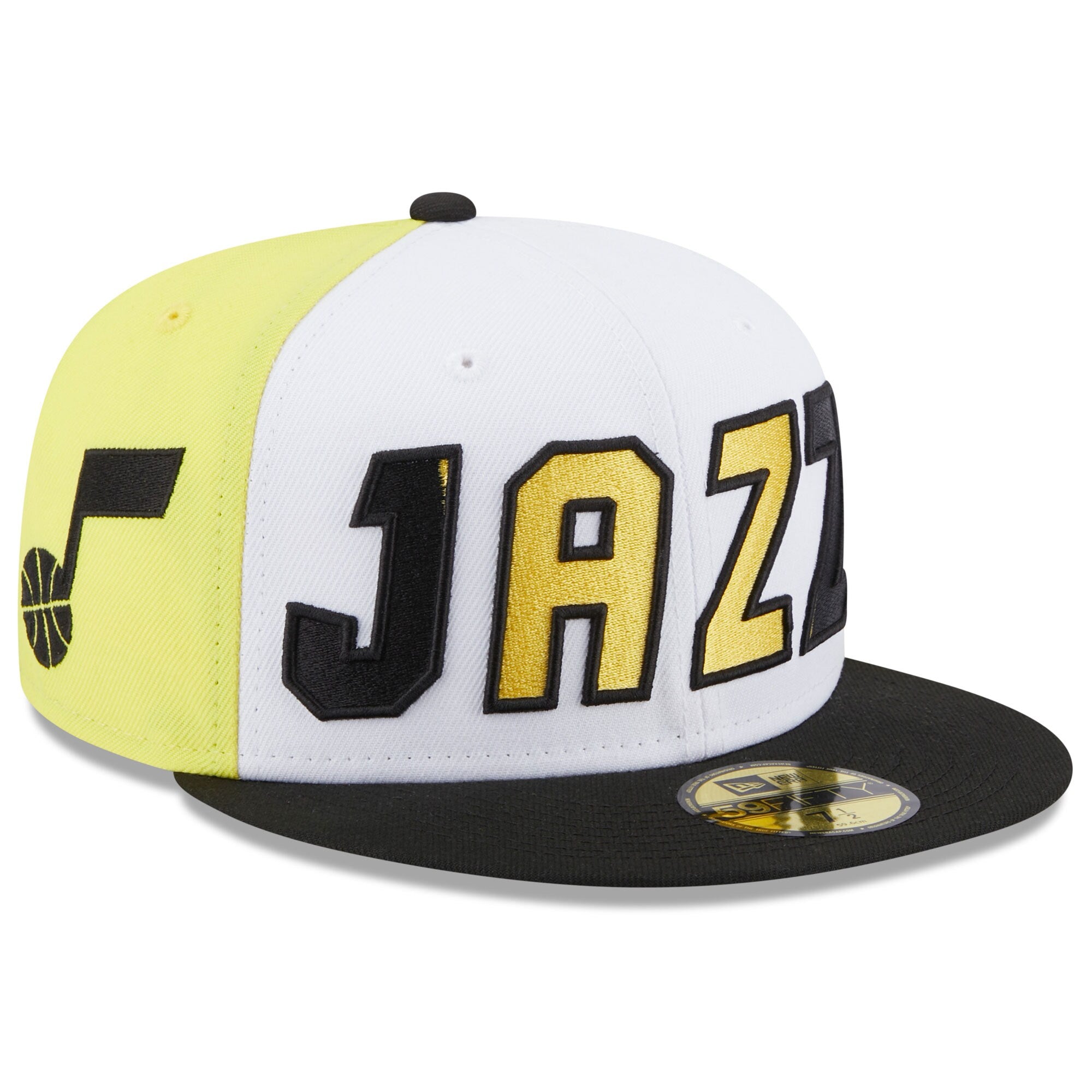 Utah Jazz New Era Back Half 59FIFTY Fitted Hat - White/Black
