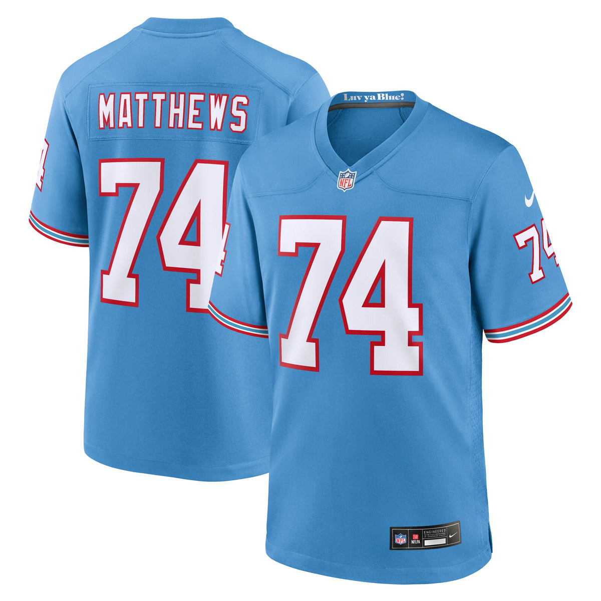Bruce Matthews Tennessee Titans Nike Oilers Throwback Retired Player Game Jersey   Light Blue