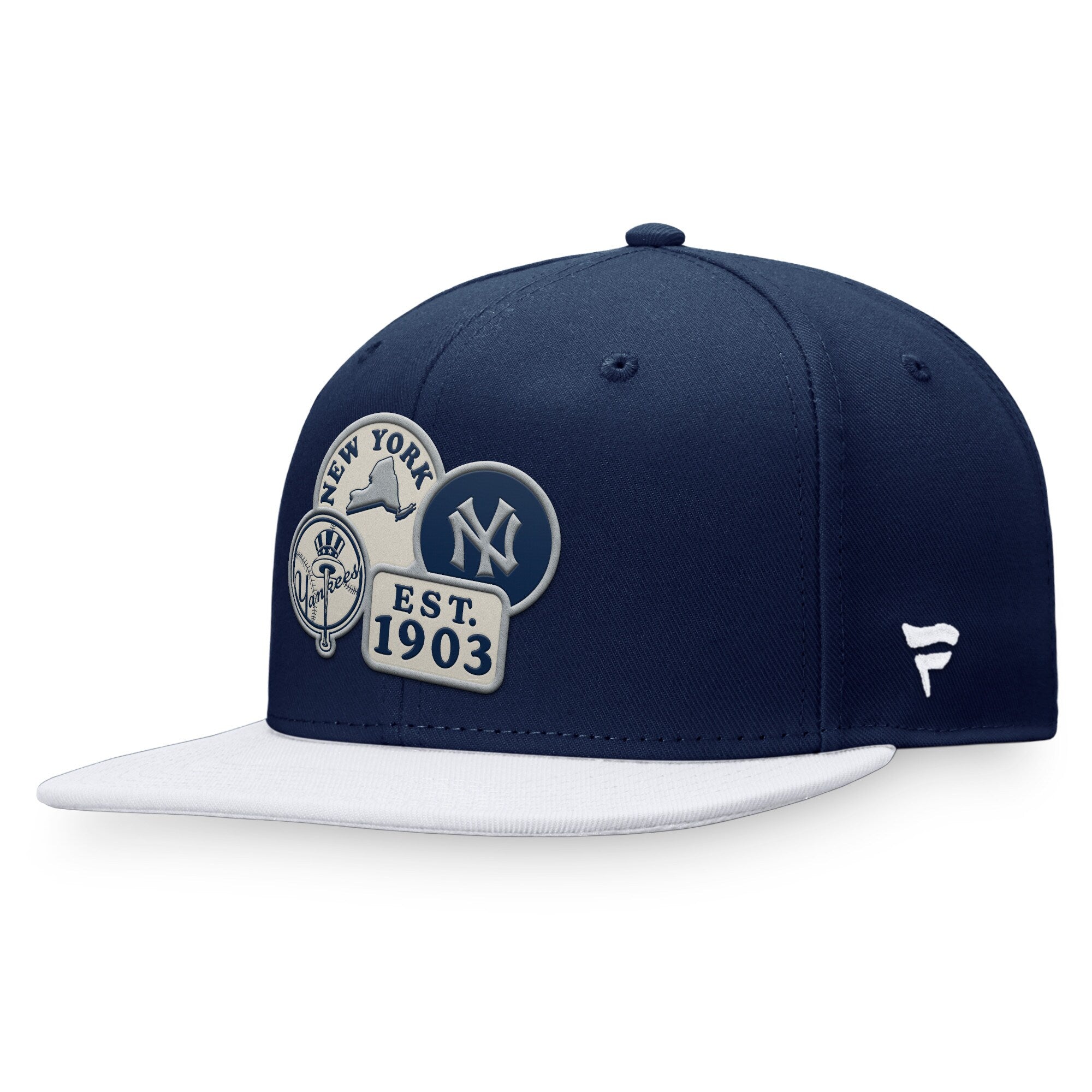 New York Yankees Fanatics Branded Heritage Patch Fitted Hat - Navy/White