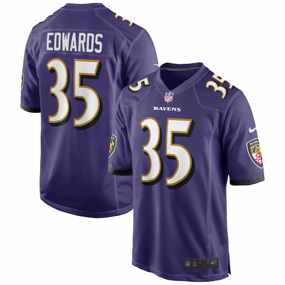 Men s Nike Gus Edwards Purple Baltimore Ravens Game Jersey