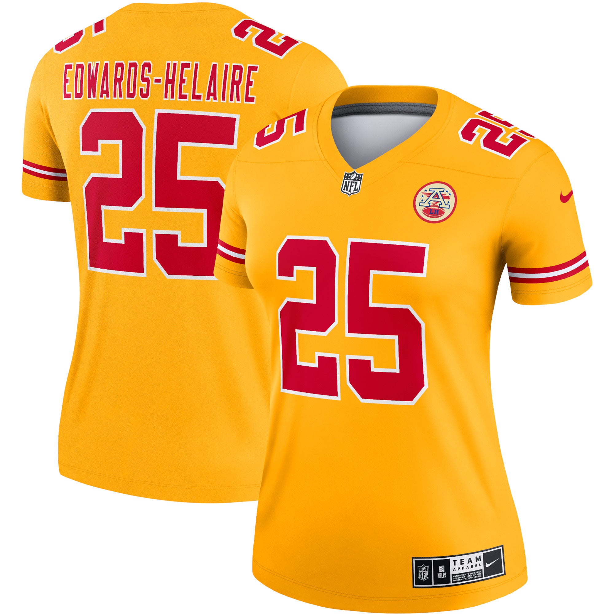 Clyde Edwards-Helaire Kansas City Chiefs Nike Women s Inverted Legend Jersey   Gold
