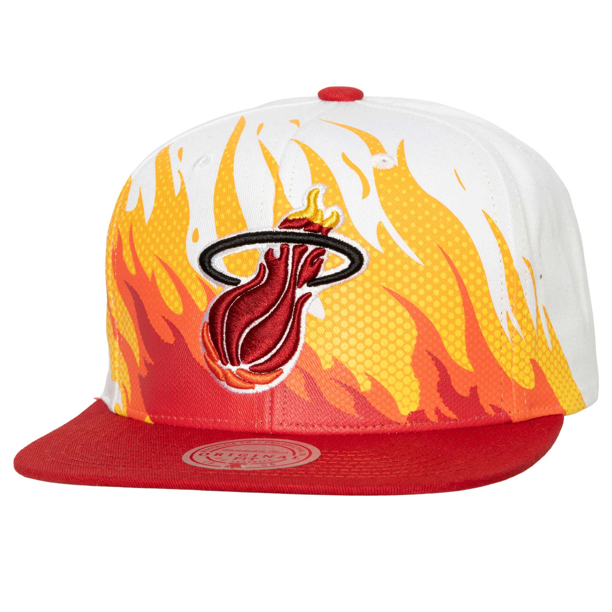 Miami Heat Mitchell & Ness Hot Fire Snapback Hat - White