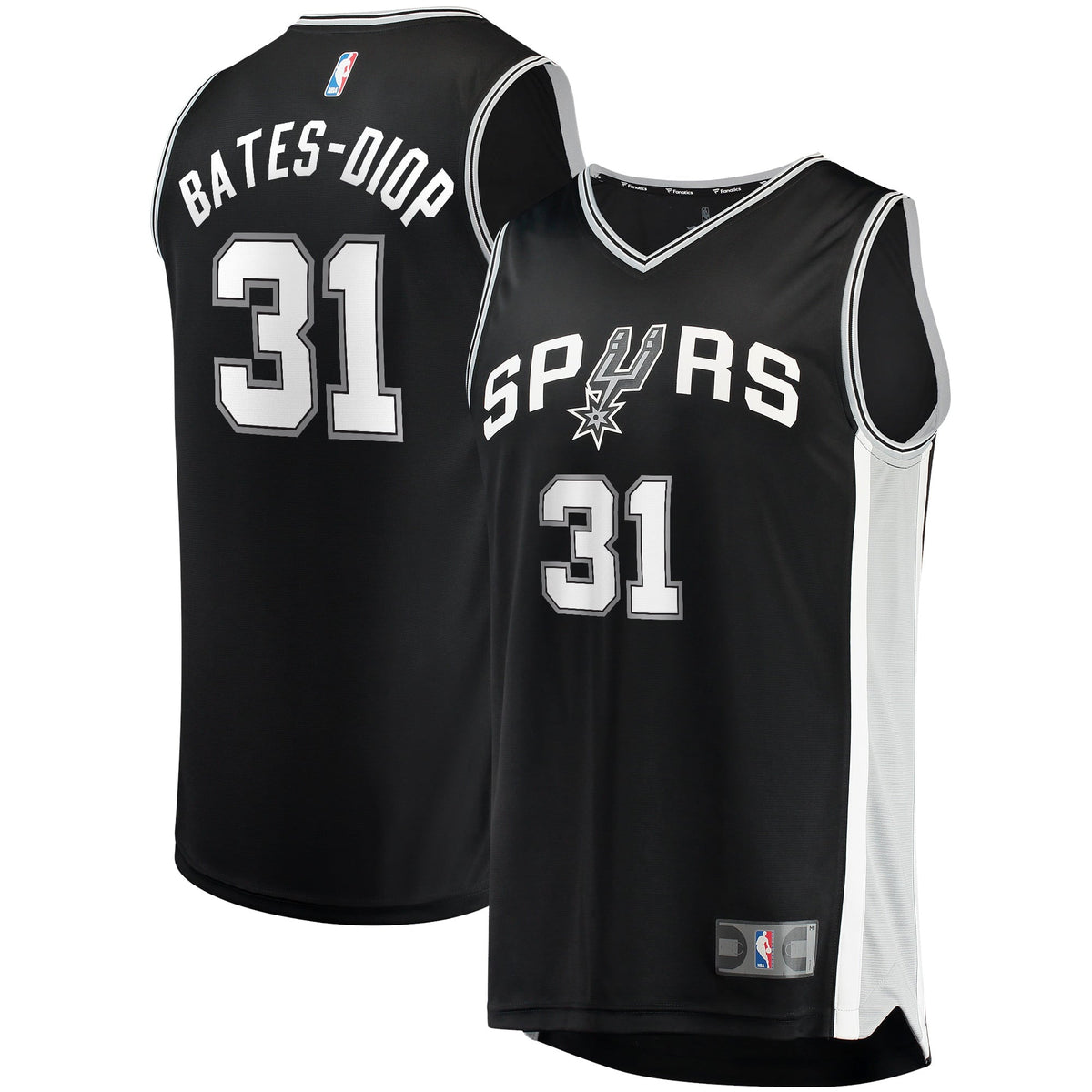 Youth Fanatics Branded Keita Bates-Diop Black San Antonio Spurs 2021/22 Fast Break Replica Jersey - Icon Edition