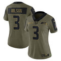 Women s Nike Russell Wilson Olive Seattle Seahawks 2021 Salute To Service Limited Player Jersey