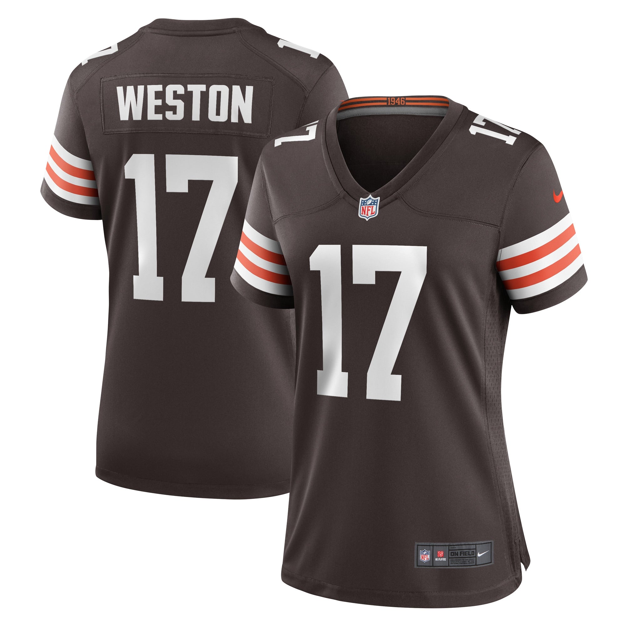 Women s Nike Isaiah Weston Brown Cleveland Browns Game Player Jersey