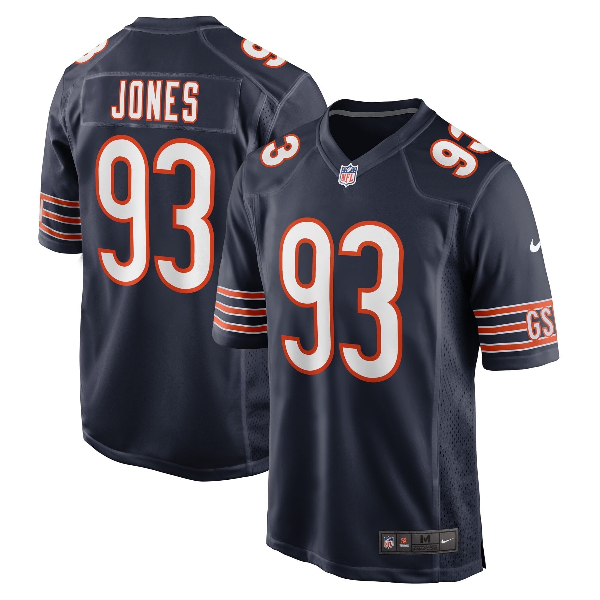 Men s Nike Justin Jones Navy Chicago Bears Game Player Jersey