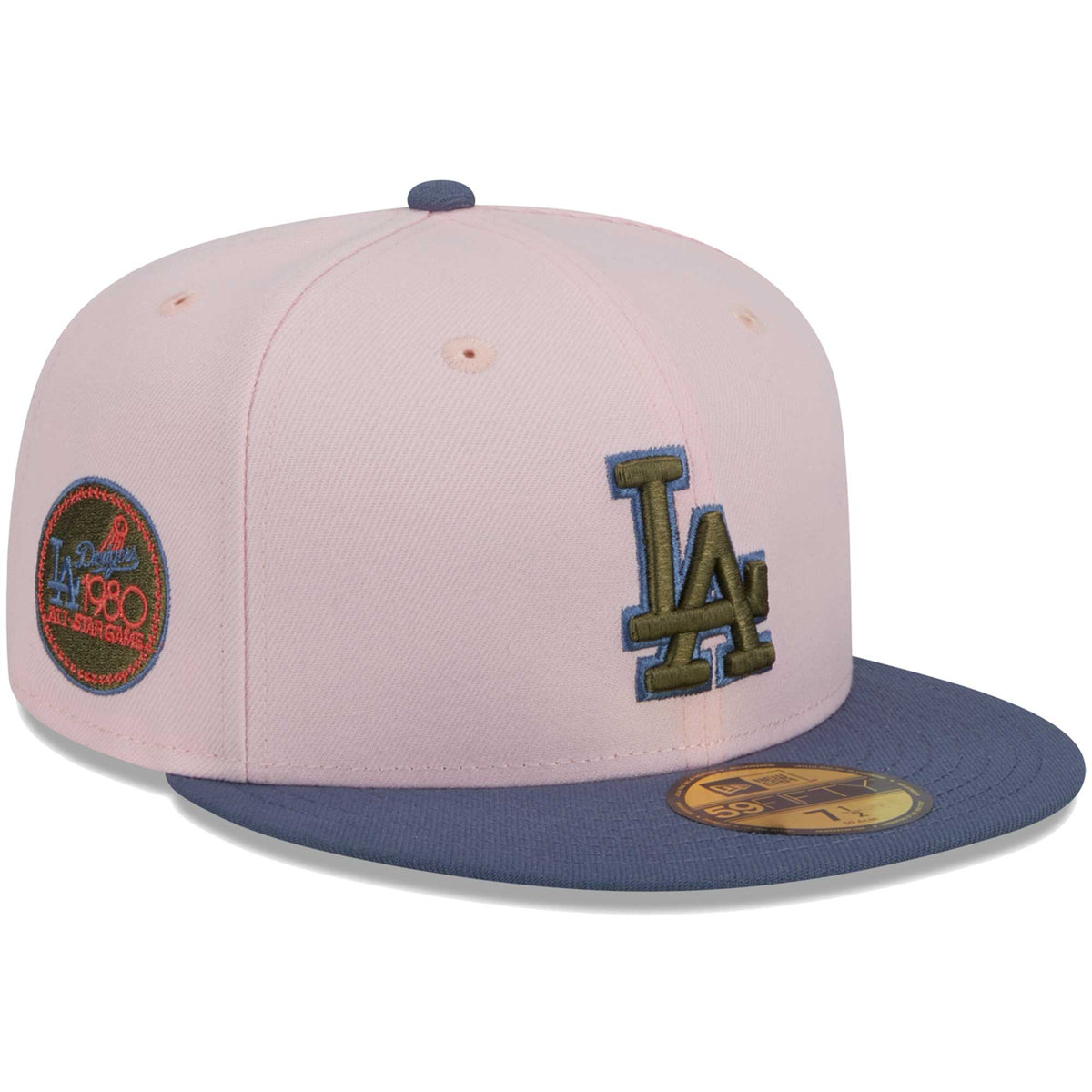 Los Angeles Dodgers New Era Olive Undervisor 59FIFTY Fitted Hat - Pink/Blue