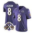 Men s Baltimore Ravens Lamar Jackson Purple 2023 F.U.S.E With Patch Throwback Vapor Limited Stitched Jersey