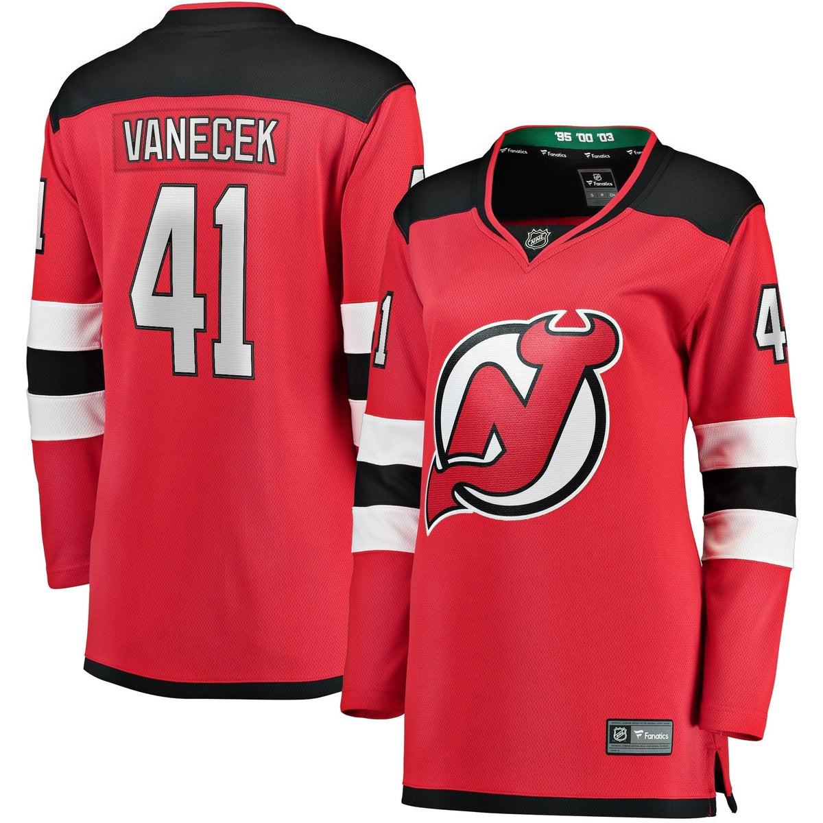Women's Fanatics Branded Vitek Vanecek Red New Jersey Devils Home Breakaway Player Jersey