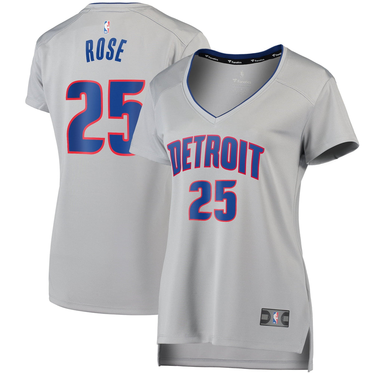 Women's Fanatics Branded Derrick Rose Gray Detroit Pistons Fast Break Replica Player Jersey - Statement Edition