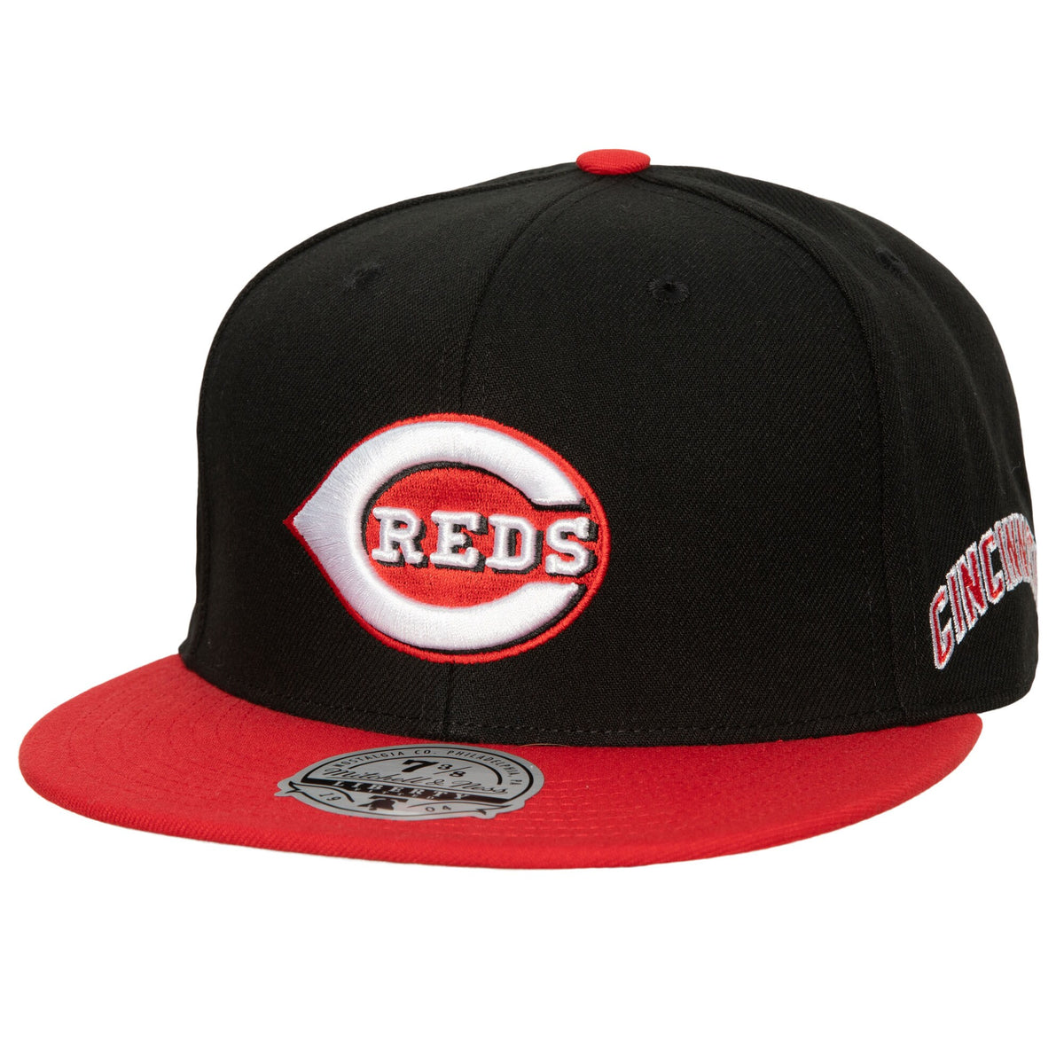 Cincinnati Reds Mitchell & Ness Bases Loaded Fitted Hat - Black/Red