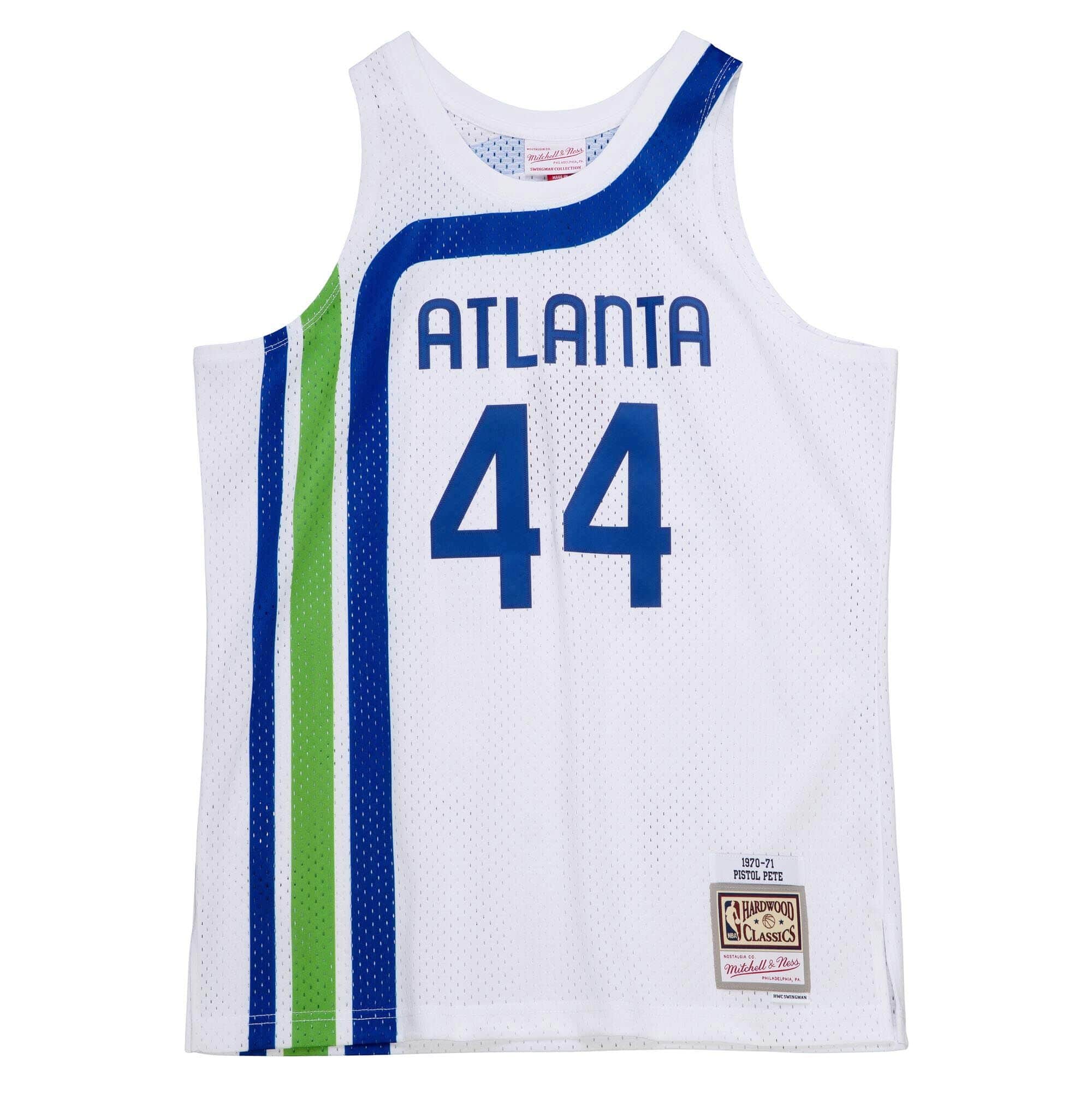 White Swingman Pete Maravich Atlanta Hawks, NBA Jerseys 1970-71 Jersey