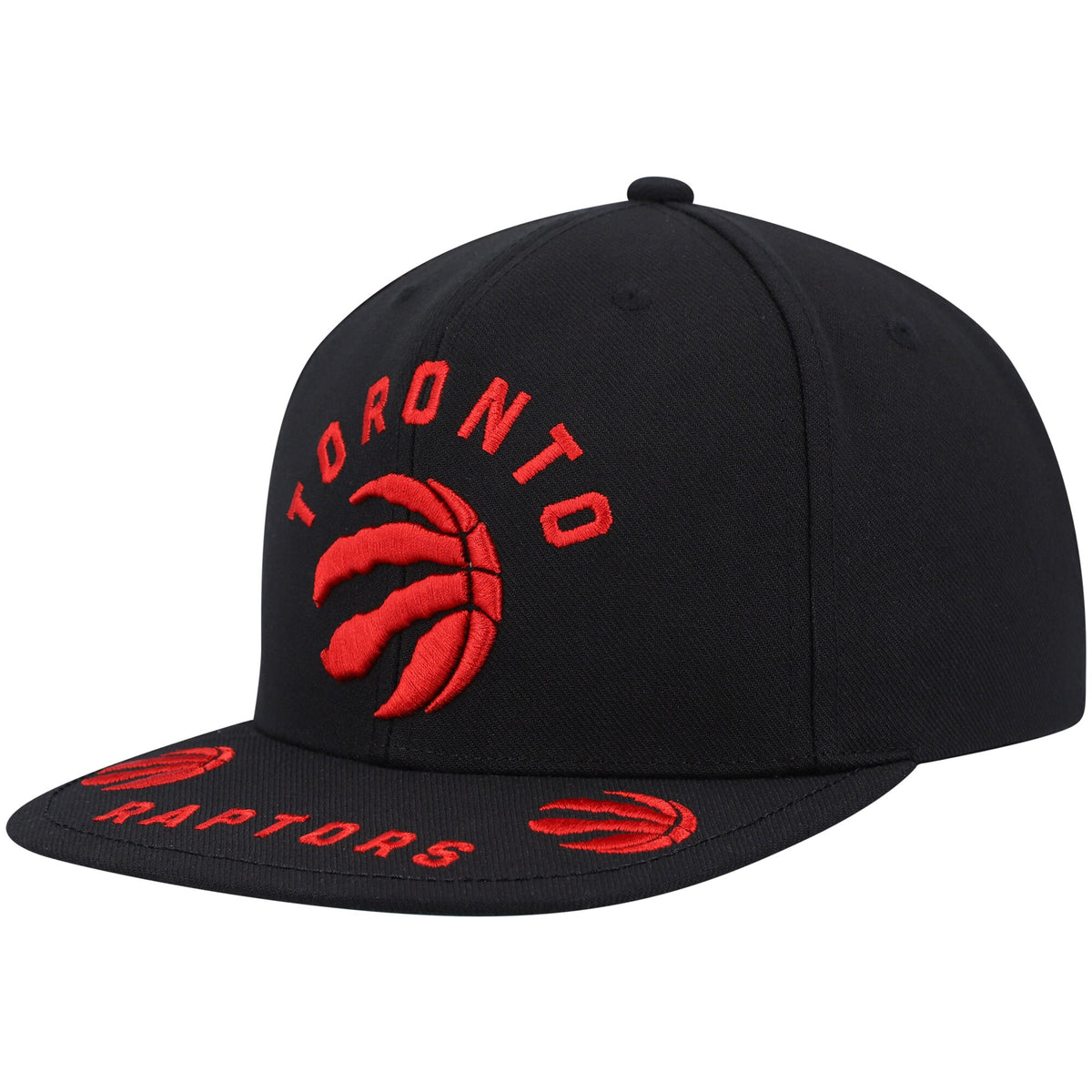 Toronto Raptors Mitchell & Ness Front Loaded Snapback Hat - Black