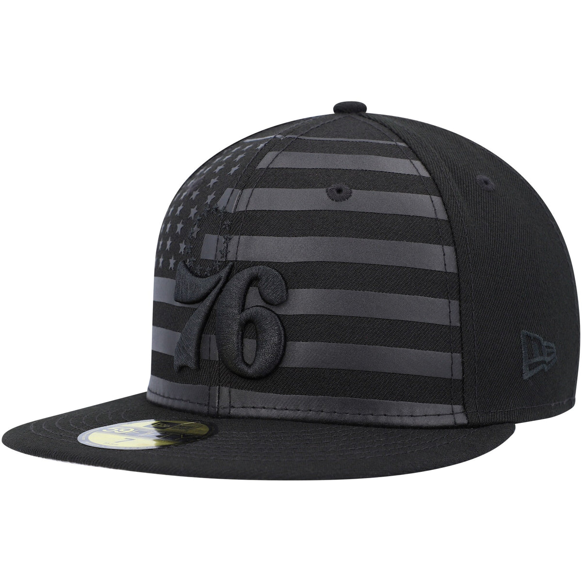 Philadelphia 76ers New Era Black on Black Tonal Flag 59FIFTY Fitted Hat