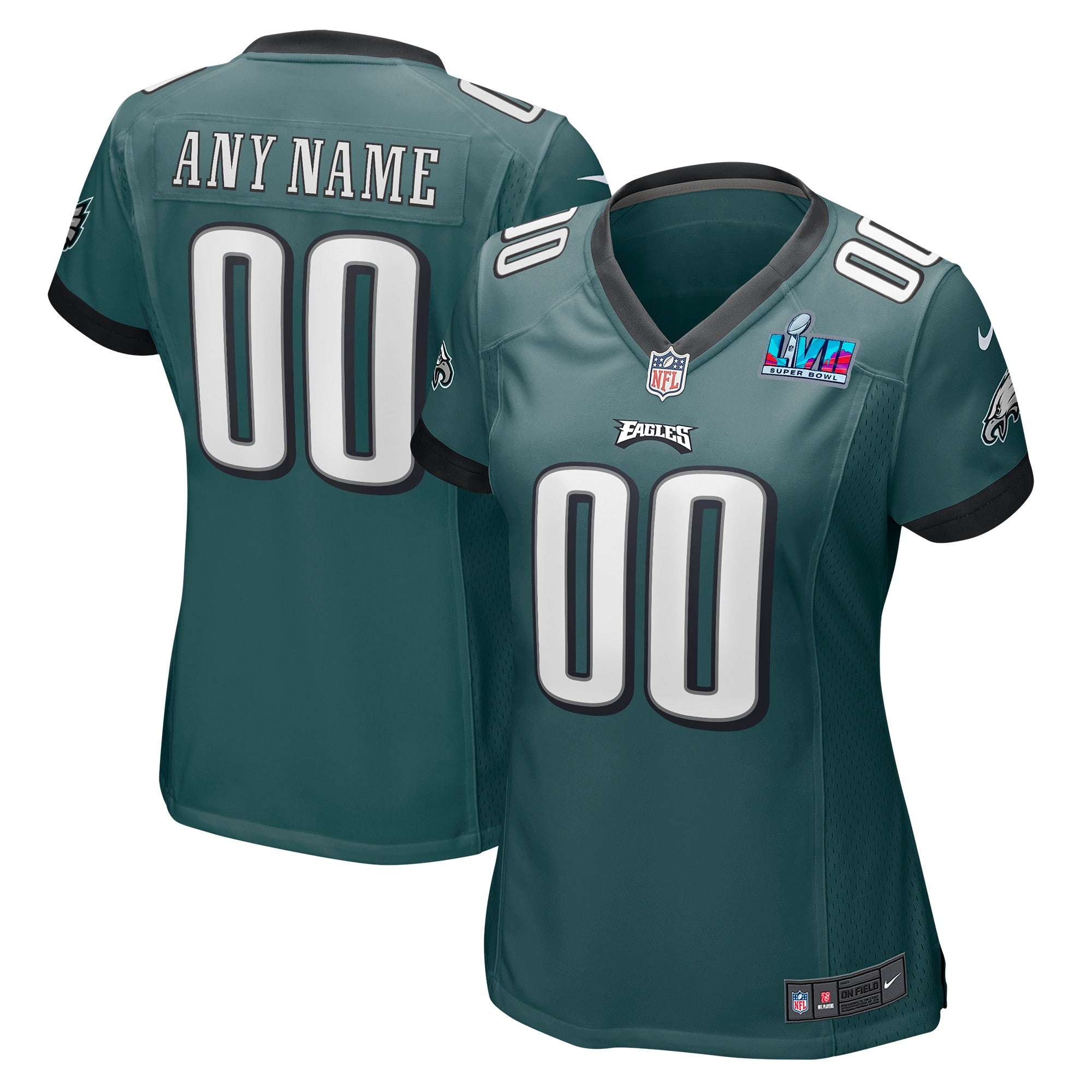 Philadelphia Eagles Nike Women s Super Bowl LVII Game Custom Jersey   Midnight Green